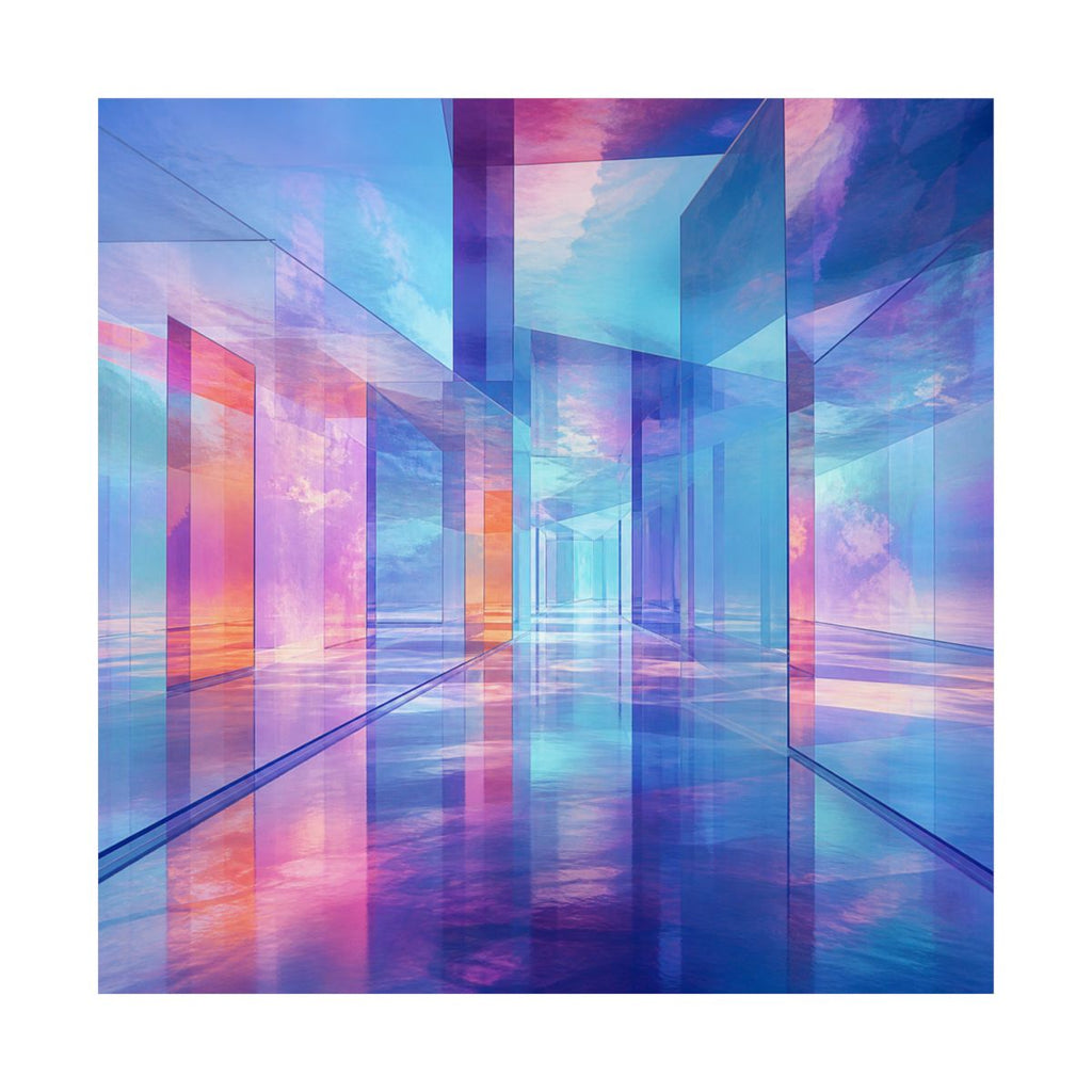 Glass Memory Corridor KOSVYRE art print product mockup, front view