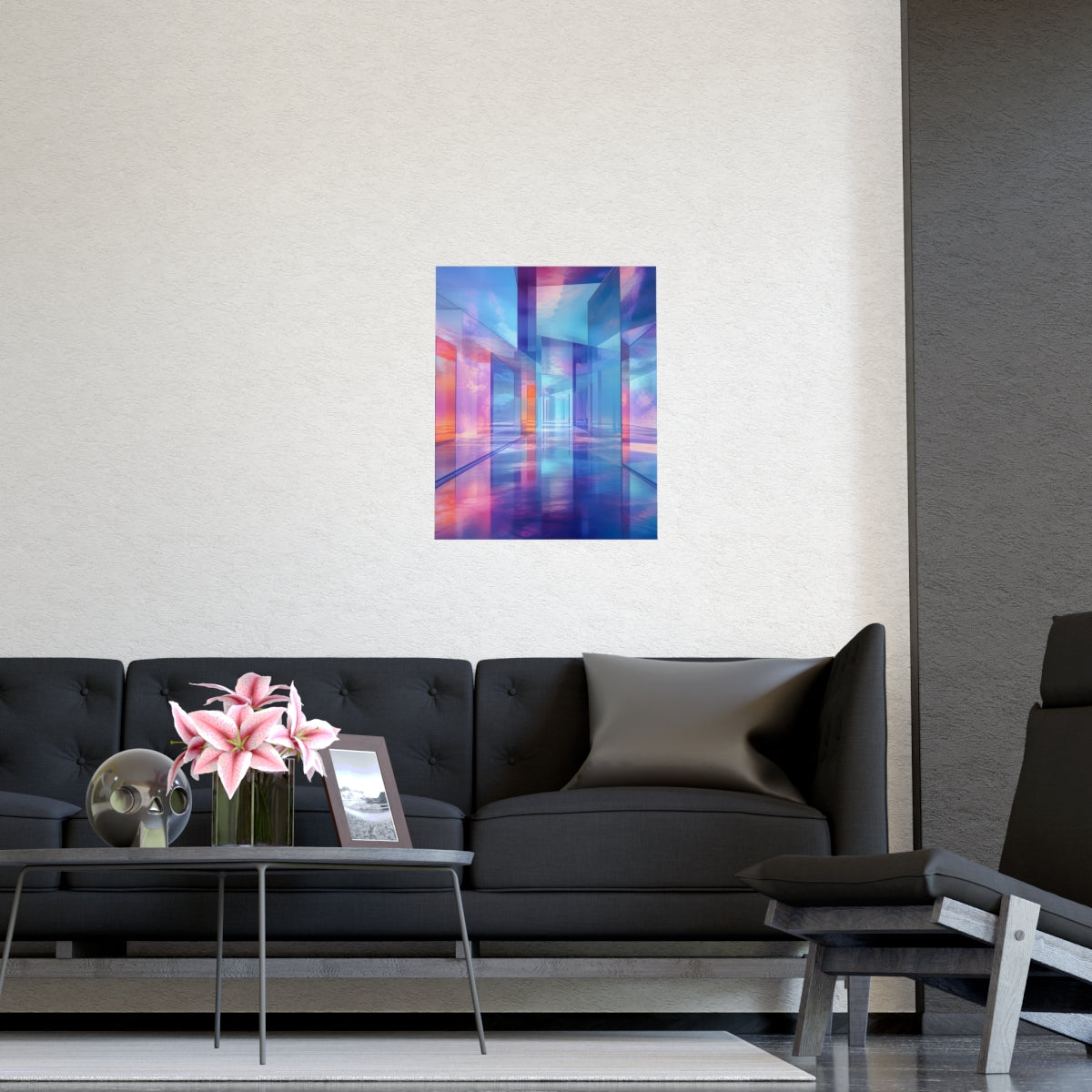 Glass Memory Corridor KOSVYRE poster product mockup, detail view