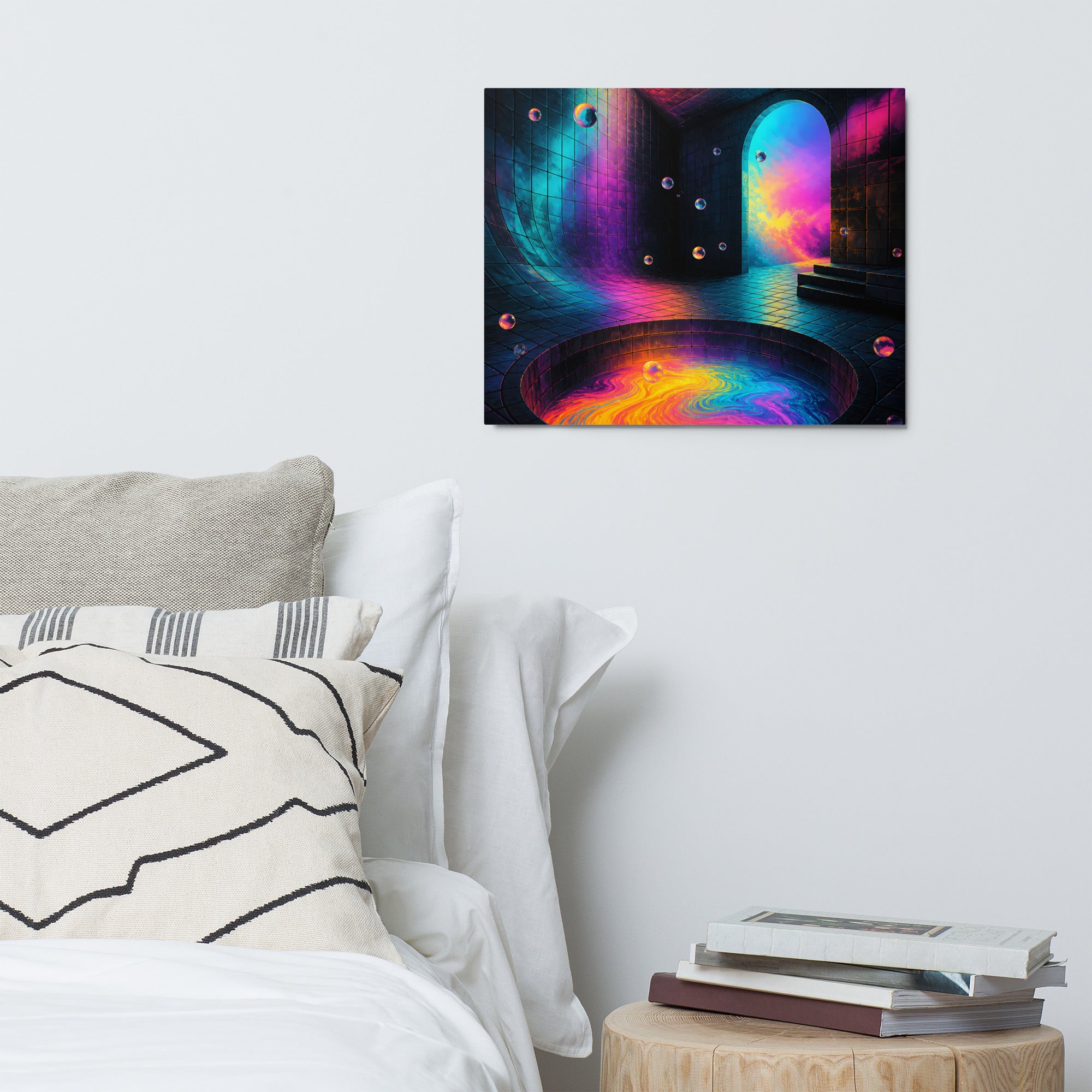 8 by 10 inch Liminal Colorwell glossy metal print styled in a bright modern room