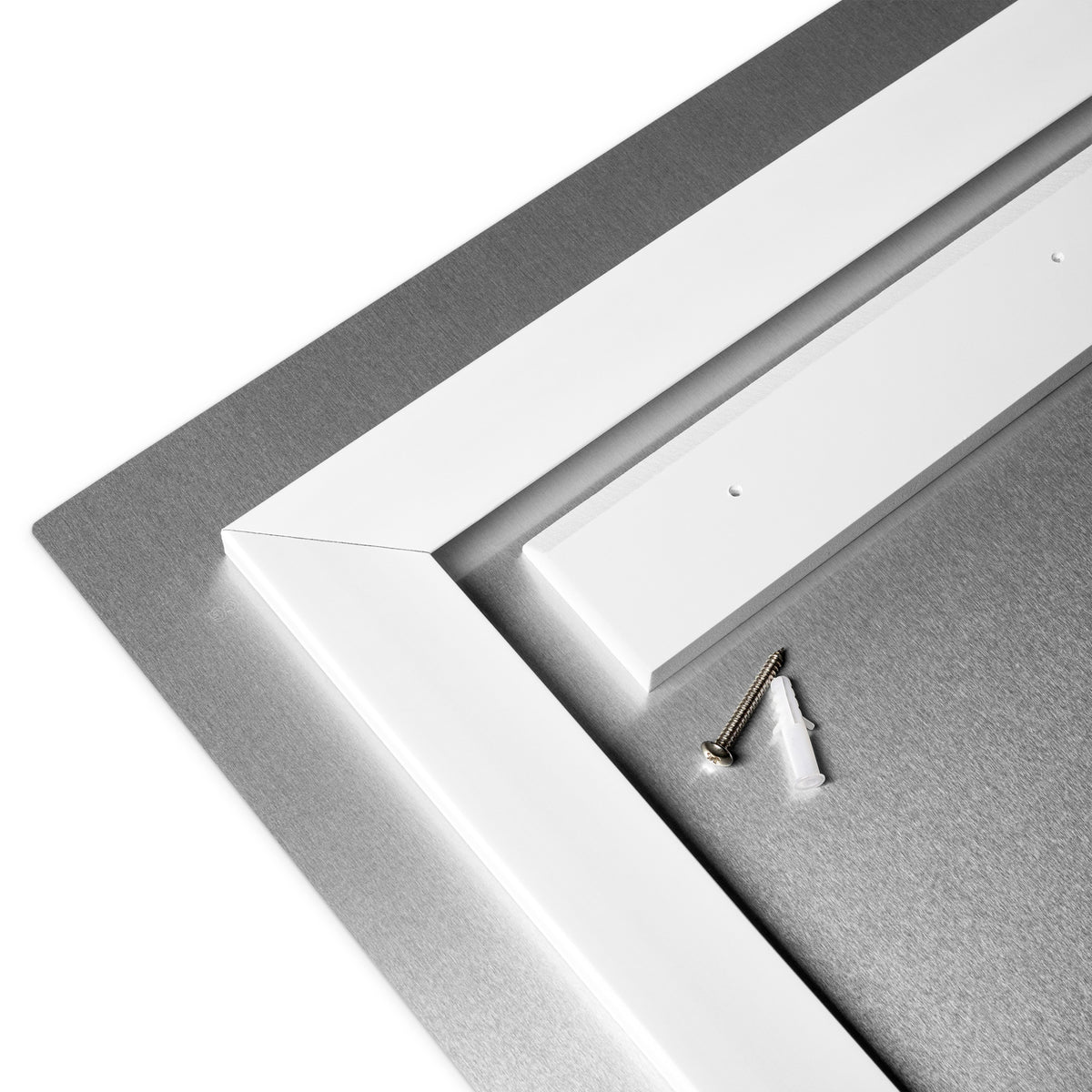 Rear edge detail of the 16 by 20 inch Liminal Colorwell metal print and MDF backing