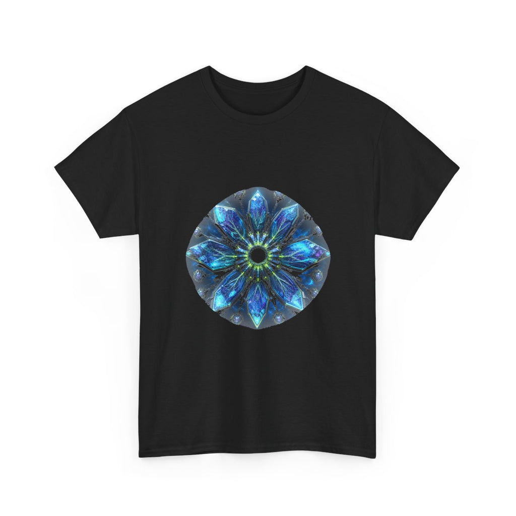 Helixless Bloom KOSVYRE graphic tee product mockup, alternate front view