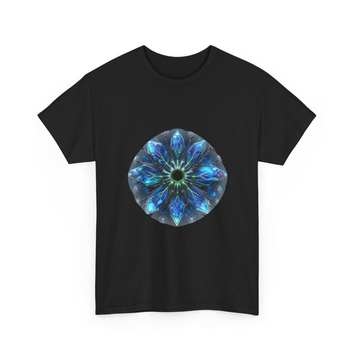 Helixless Bloom KOSVYRE graphic tee product mockup, alternate front view