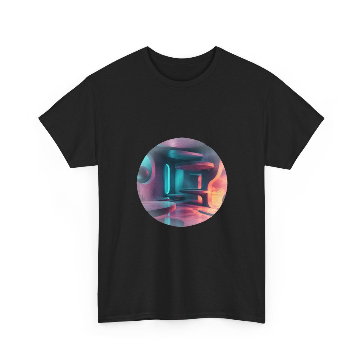 Hollow Signal Apartment KOSVYRE graphic tee product mockup, alternate front view