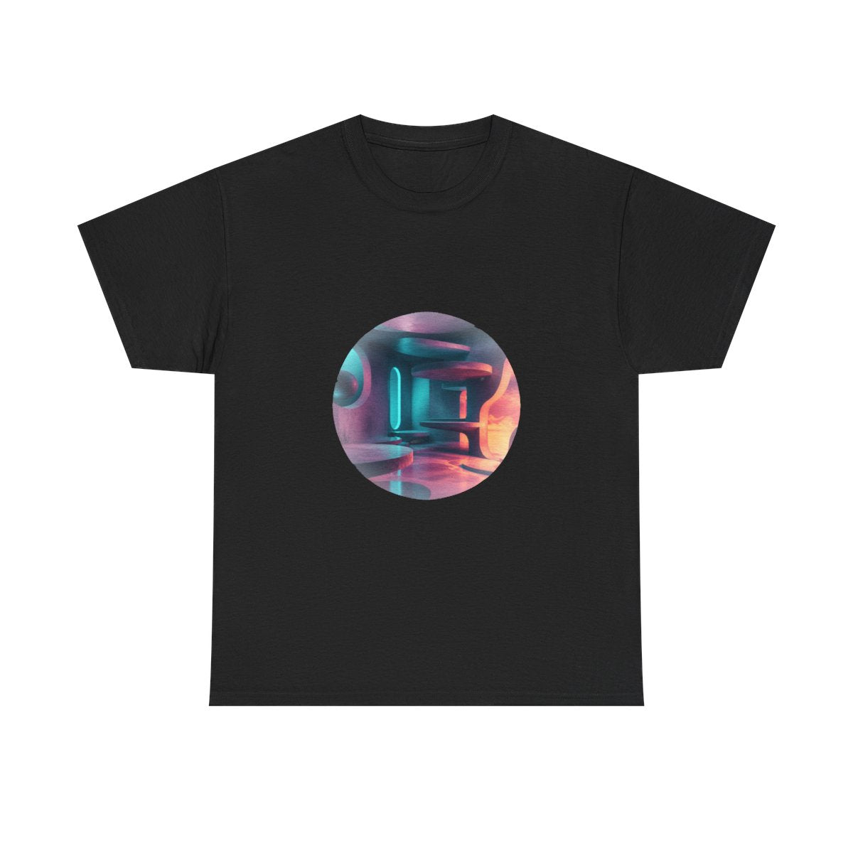 Hollow Signal Apartment KOSVYRE graphic tee product mockup, front view