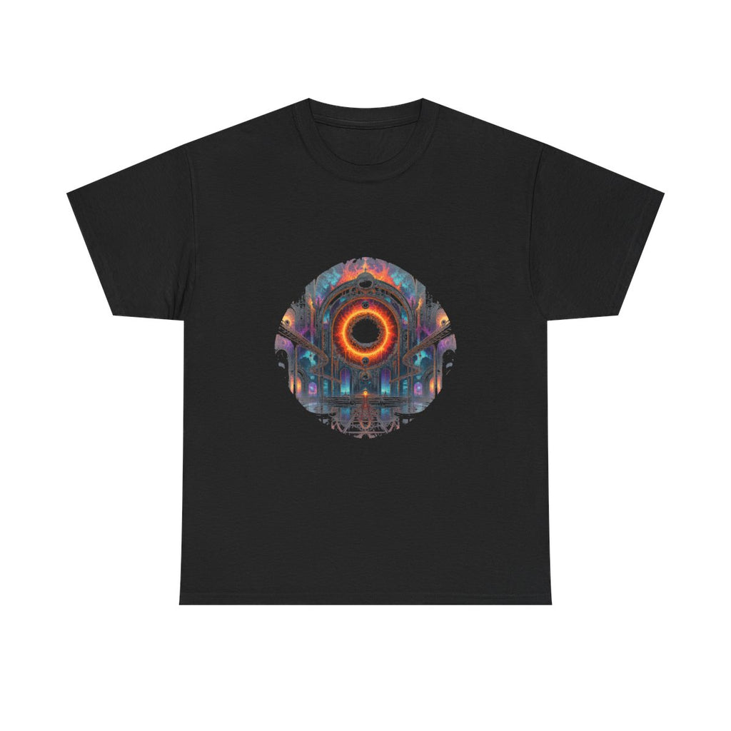 Hollow Sun Terminal KOSVYRE graphic tee product mockup, front view