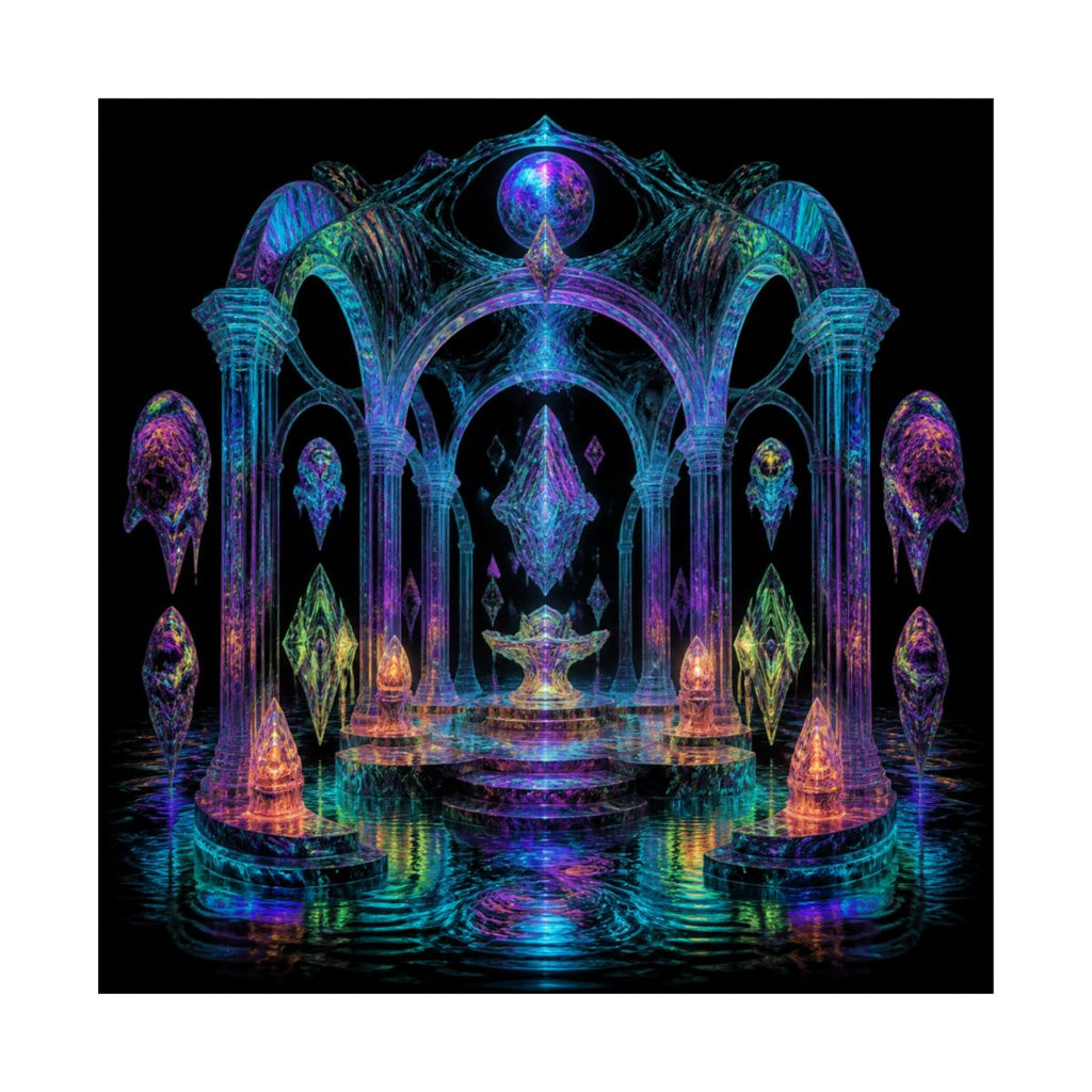 Holographic Tidal Crypt KOSVYRE art print product mockup, front view
