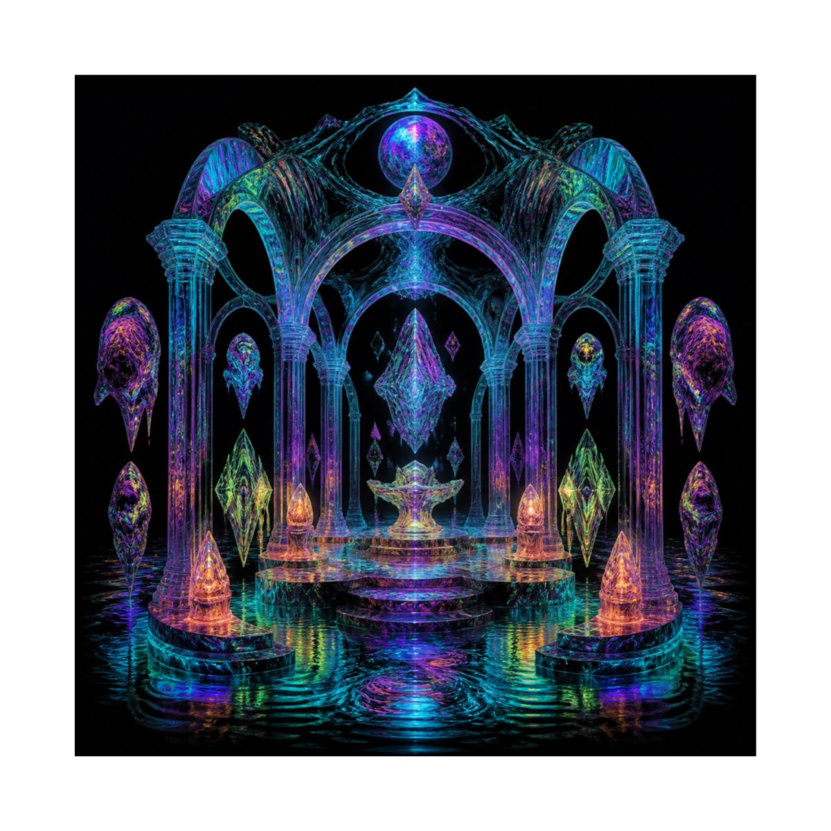 Holographic Tidal Crypt KOSVYRE art print product mockup, front view