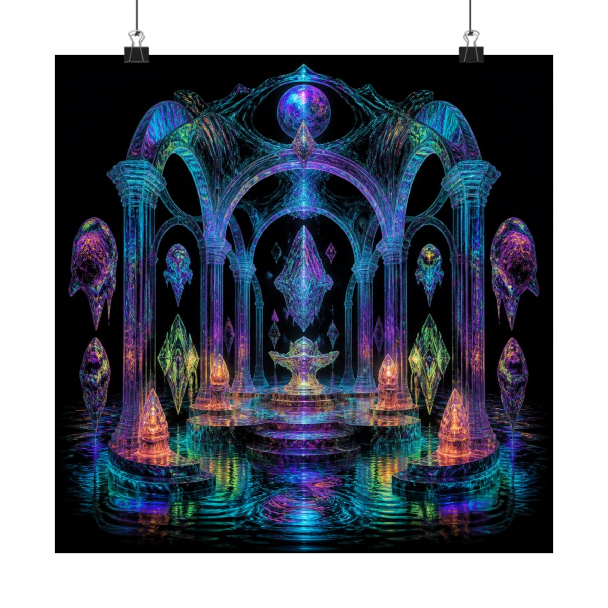 Holographic Tidal Crypt KOSVYRE art print product mockup, alternate front view
