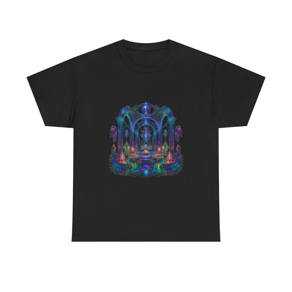 Holographic Tidal Crypt KOSVYRE graphic tee product mockup, front view