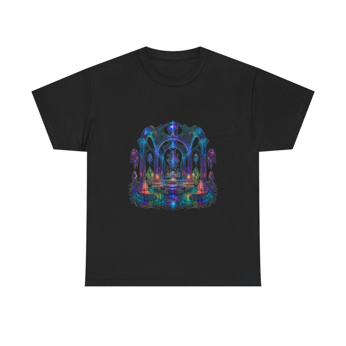 Holographic Tidal Crypt KOSVYRE graphic tee product mockup, front view