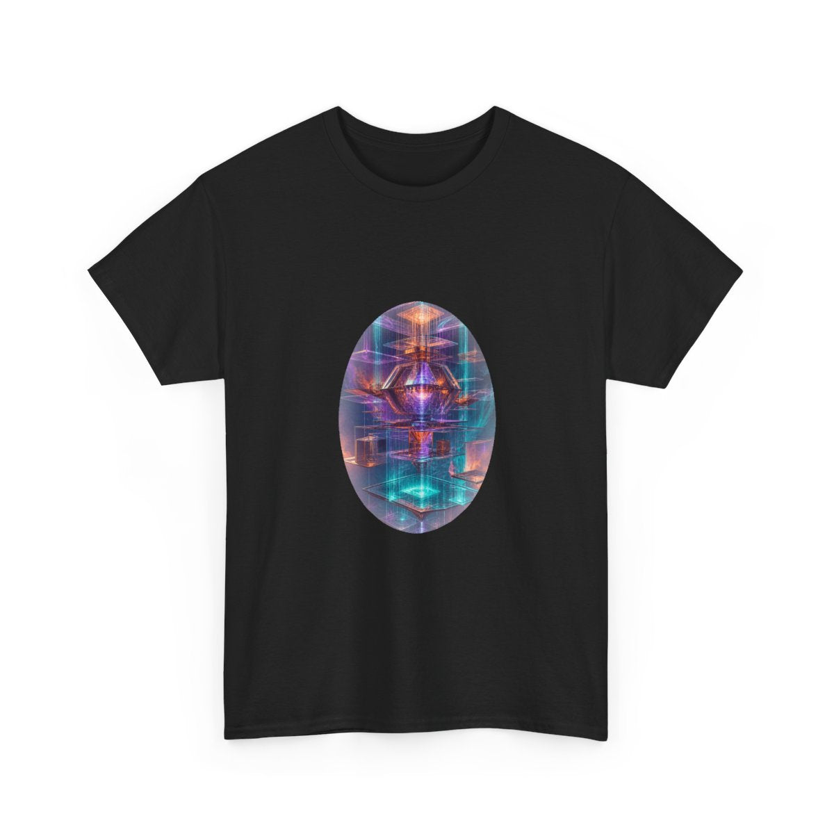 Impossible Rain Processor KOSVYRE graphic tee product mockup, alternate front view
