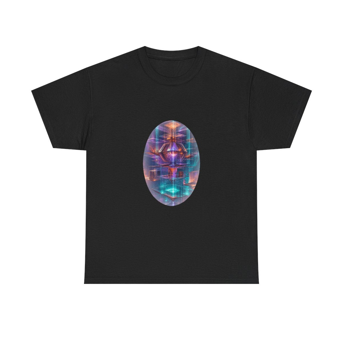 Impossible Rain Processor KOSVYRE graphic tee product mockup, front view