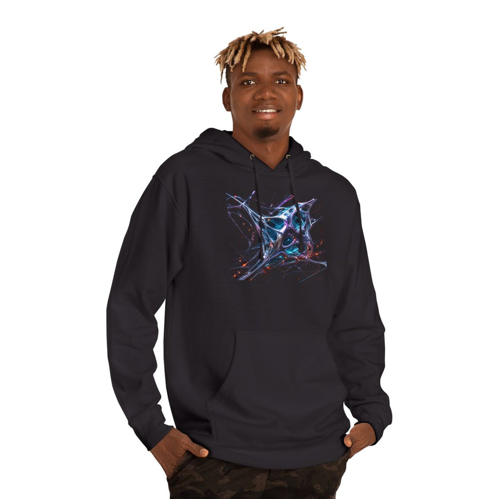 Kinetic Lattice Vessel KOSVYRE hoodie product mockup, person 2 front view