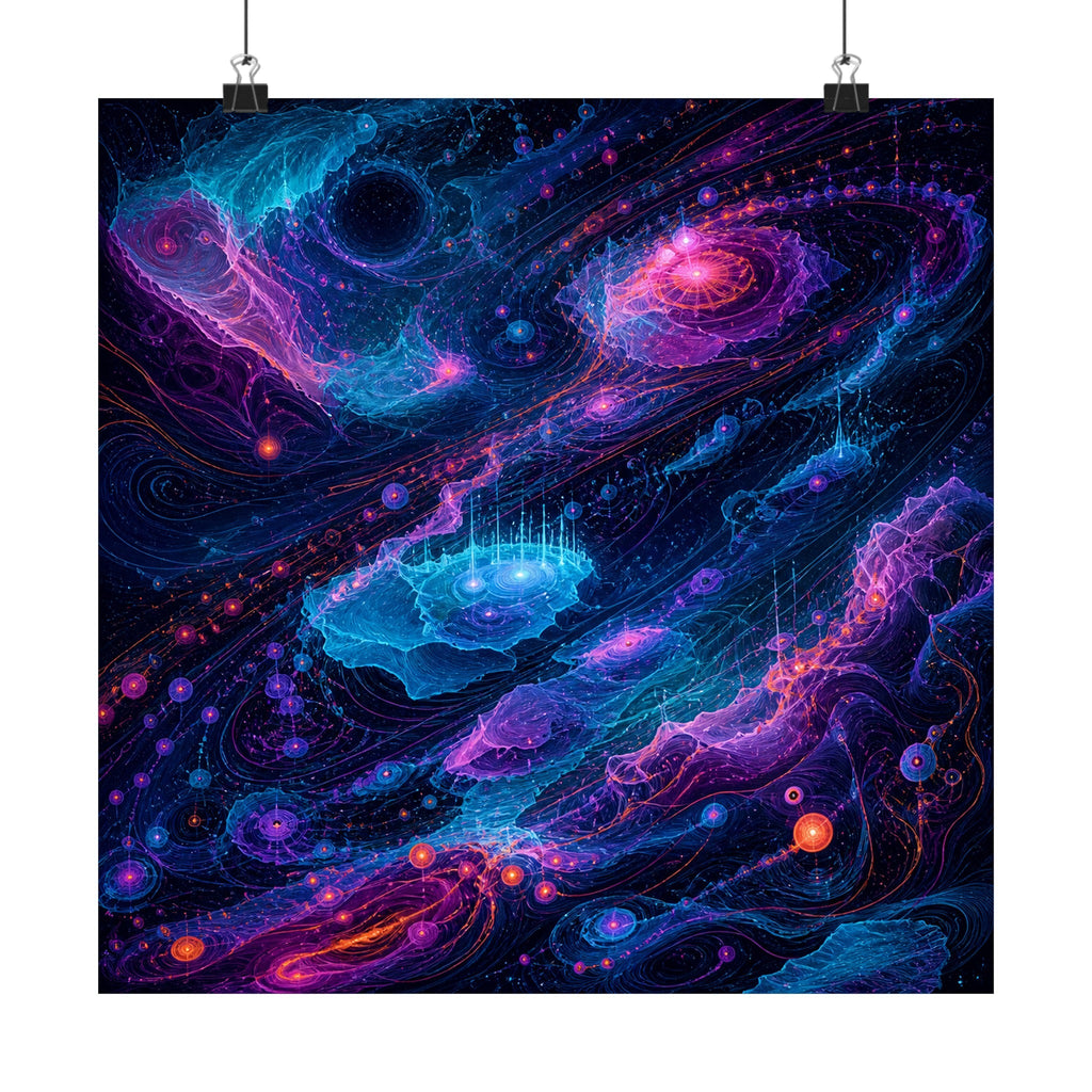 Abyssal Coordinate Bloom original KOSVYRE art print displayed with binder clips