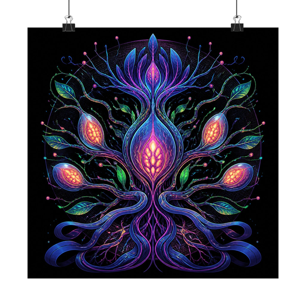 Alien Botanical Circuit original KOSVYRE art print displayed with binder clips