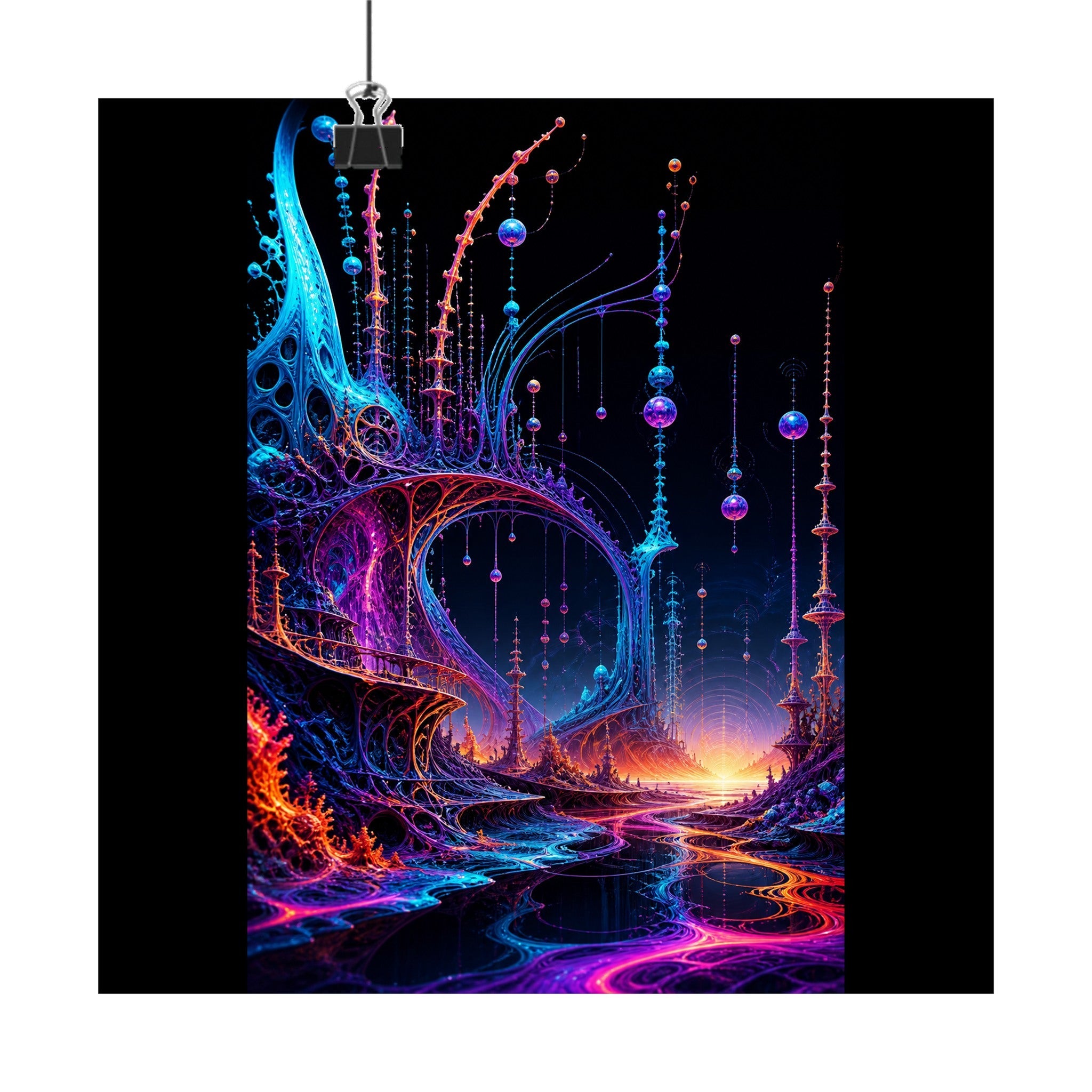Antenna Tide Basilica original KOSVYRE art print displayed with binder clips