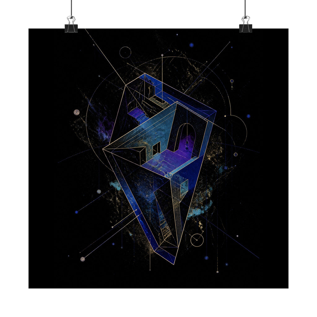 Astral Foldhouse original KOSVYRE art print displayed with binder clips