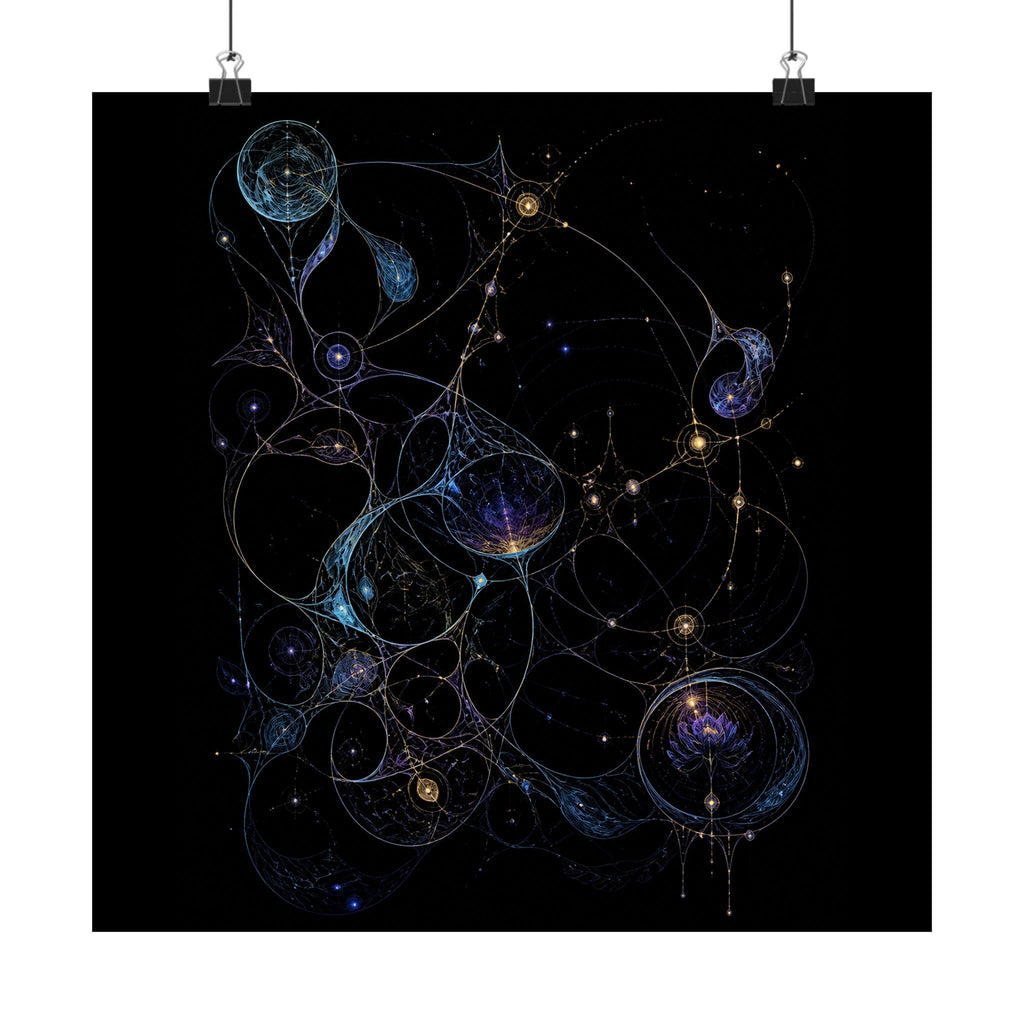 Astral Ink Lattice original KOSVYRE art print displayed with binder clips
