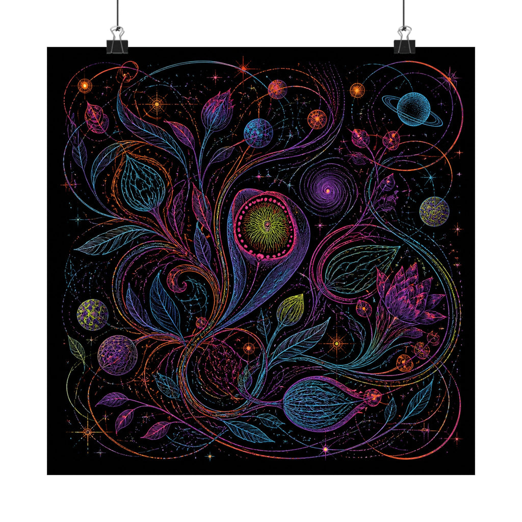 Astral Ink Tangle original KOSVYRE art print displayed with binder clips