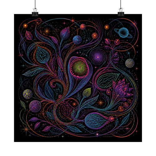 Astral Ink Tangle original KOSVYRE art print displayed with binder clips