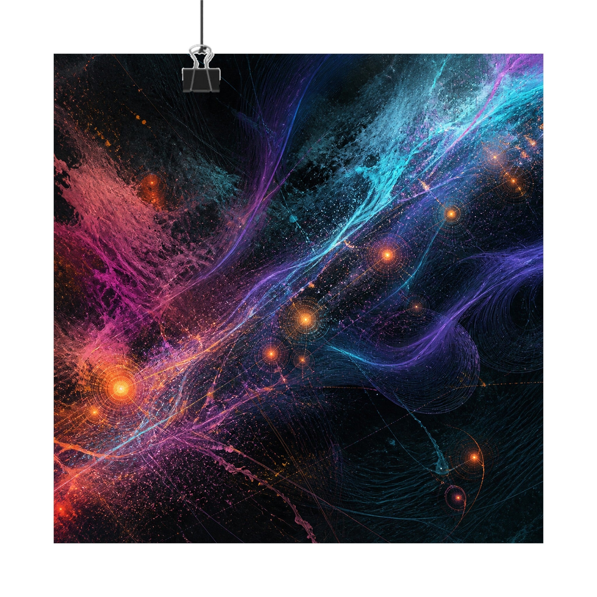 Aurora Relay Pollen original KOSVYRE art print displayed with binder clips