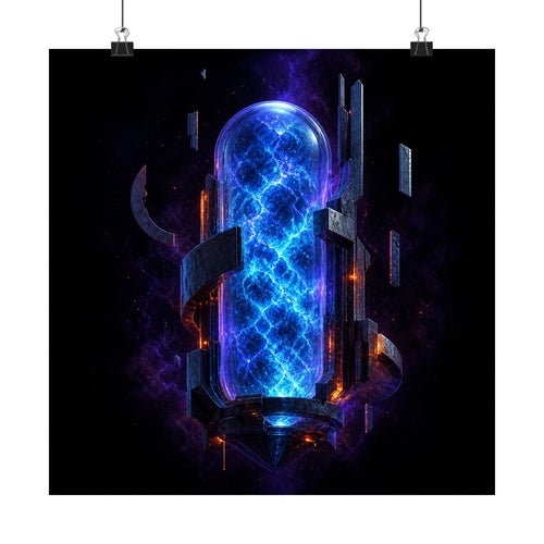 Blue Noise Reliquary original KOSVYRE art print displayed with binder clips