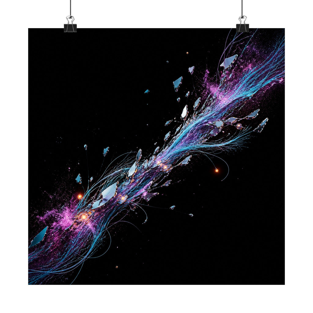 Celestial Cable Bloom original KOSVYRE art print displayed with binder clips