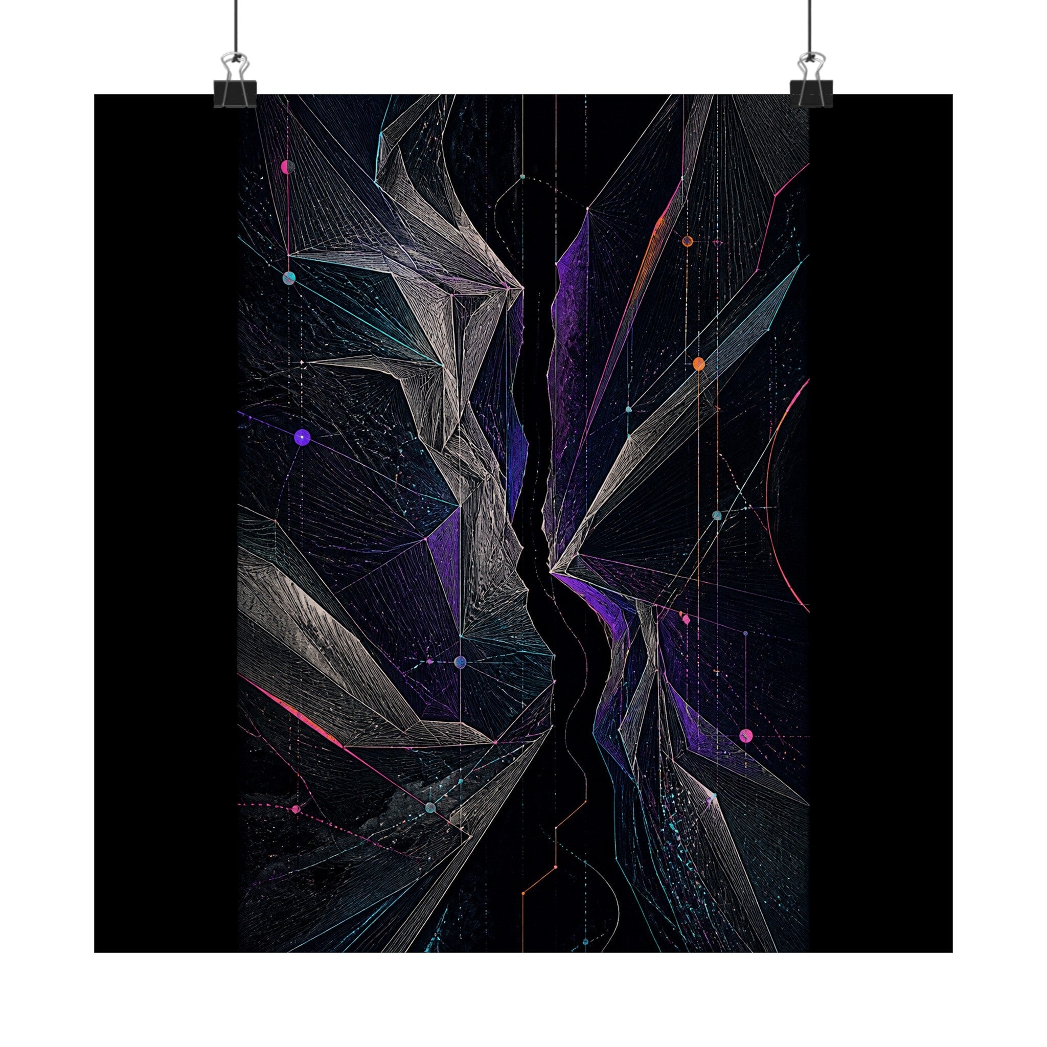 Celestial Fold Choir original KOSVYRE art print displayed with binder clips