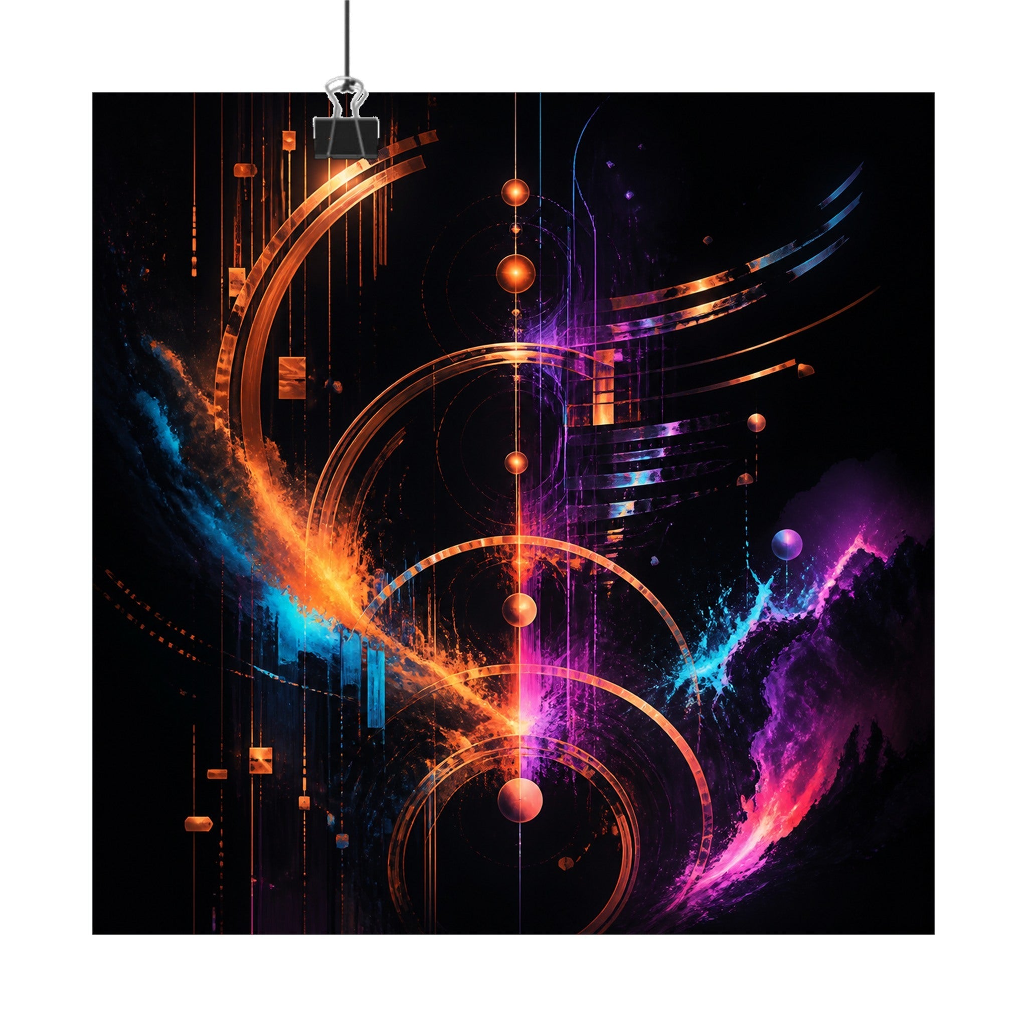 Copper Night Meridian original KOSVYRE art print displayed with binder clips