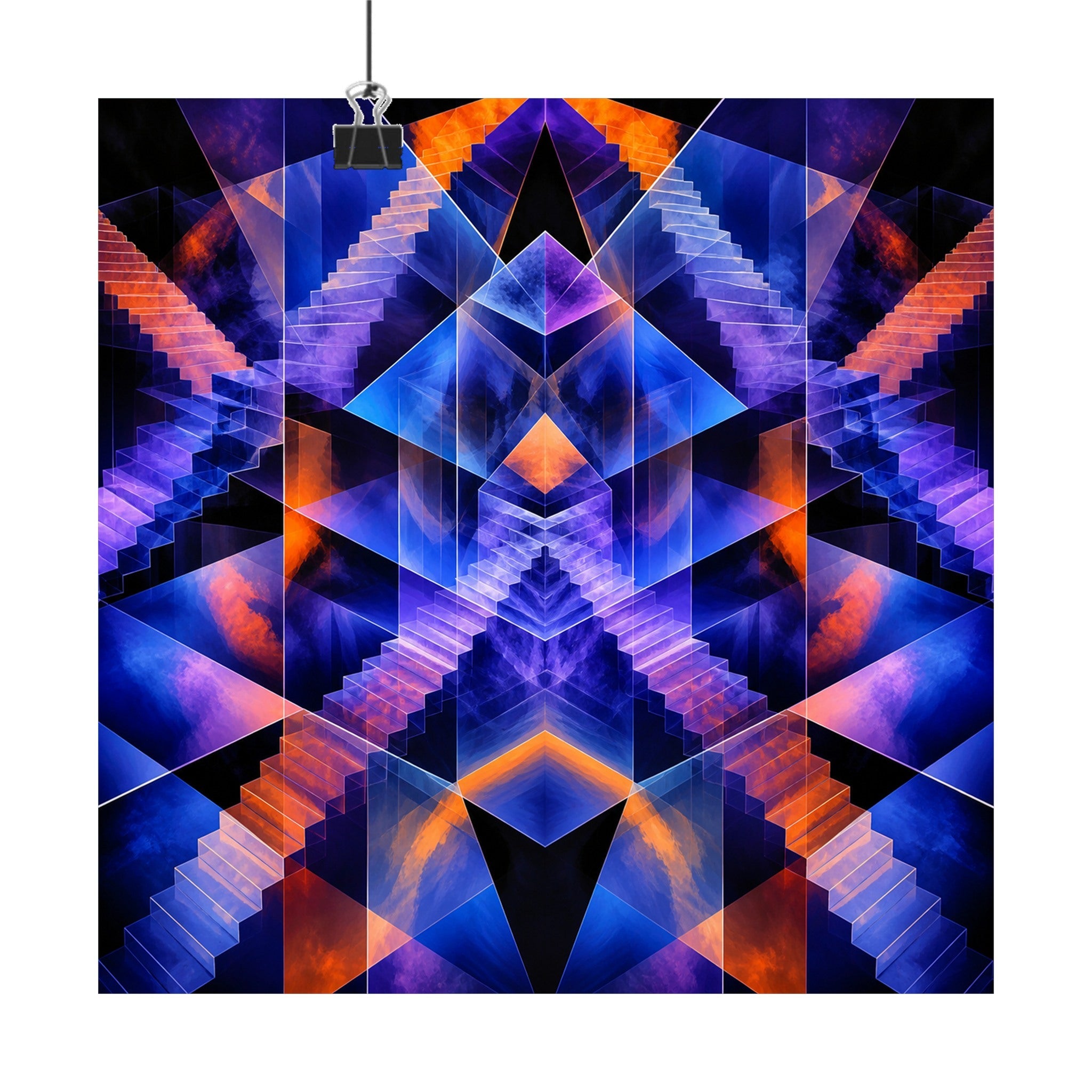 Cyan Monolith Choir original KOSVYRE art print displayed with binder clips
