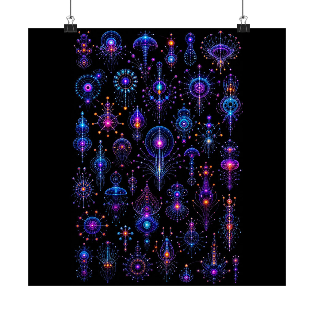 Deep Signal Menagerie original KOSVYRE art print displayed with binder clips