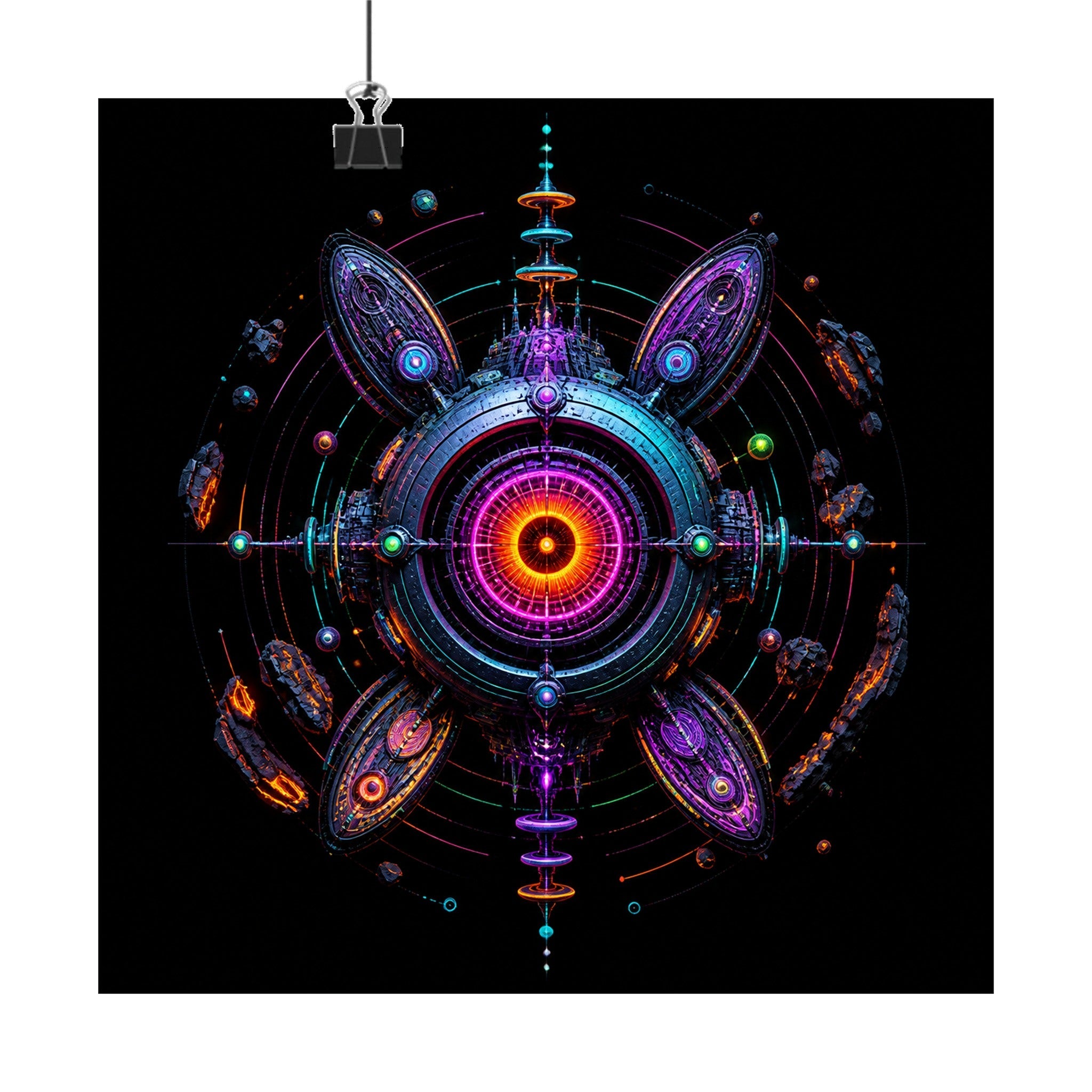Deep Space Dialtone original KOSVYRE art print displayed with binder clips