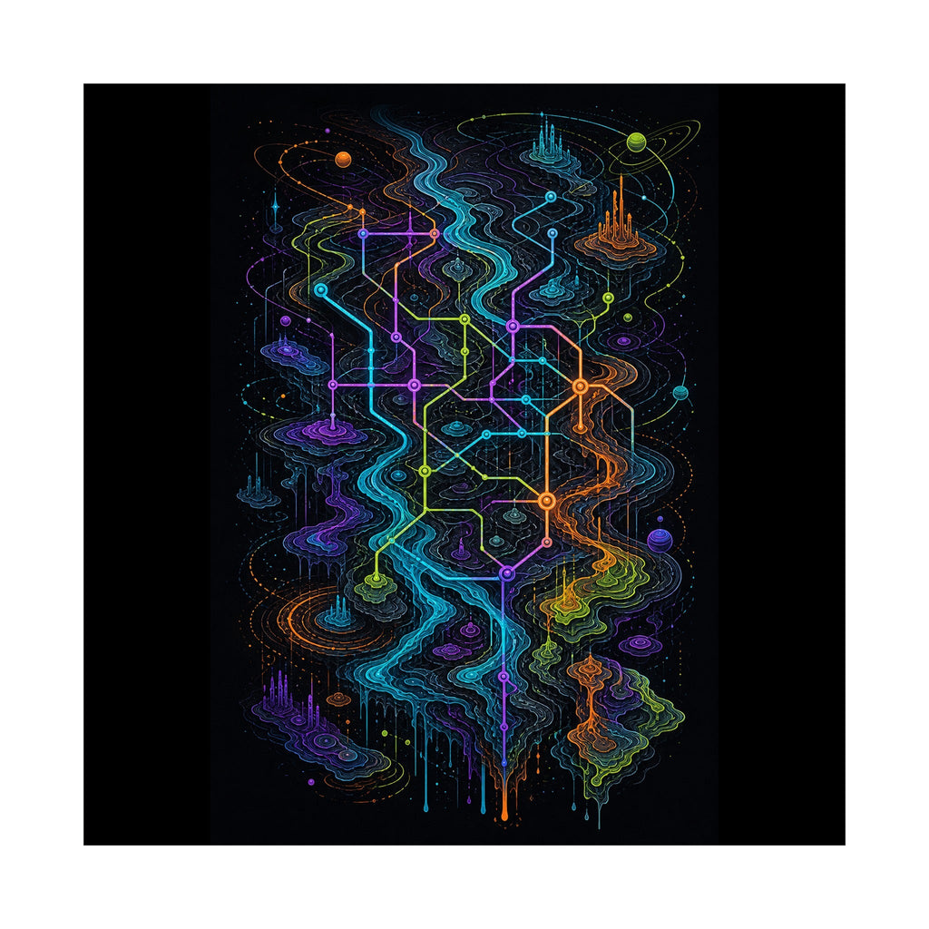 Dissolving Transit Map original KOSVYRE art print shown on a clean white display
