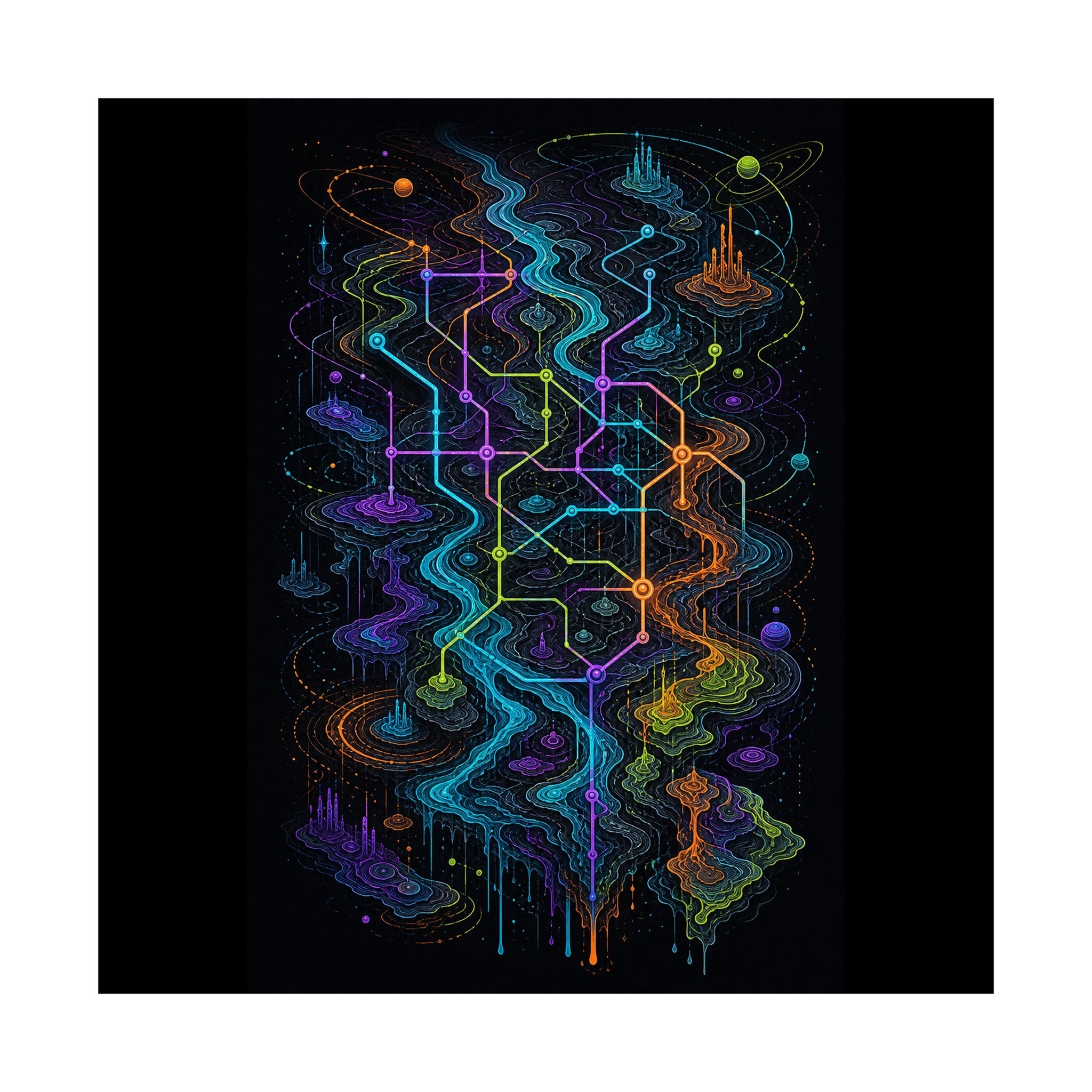 Dissolving Transit Map original KOSVYRE art print shown on a clean white display