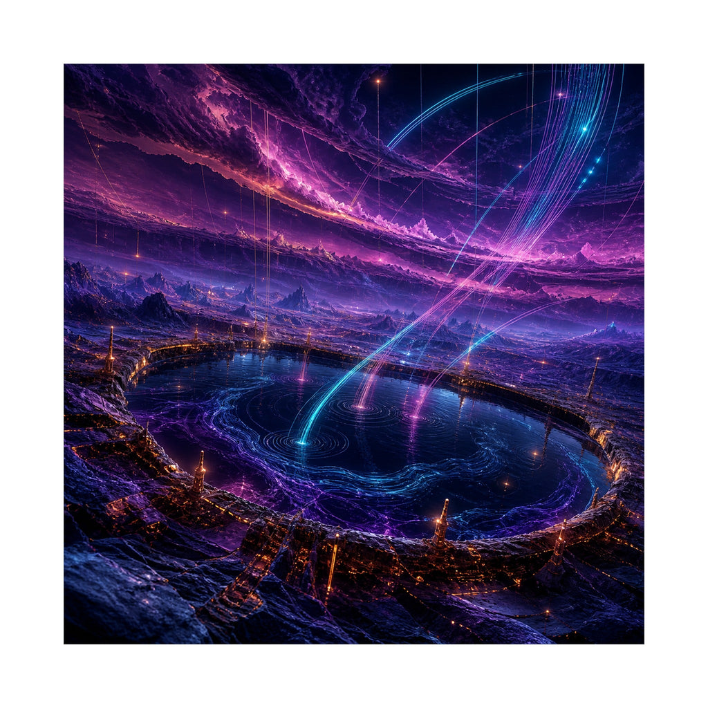 Dusk Relay Basin original KOSVYRE art print shown on a clean white display