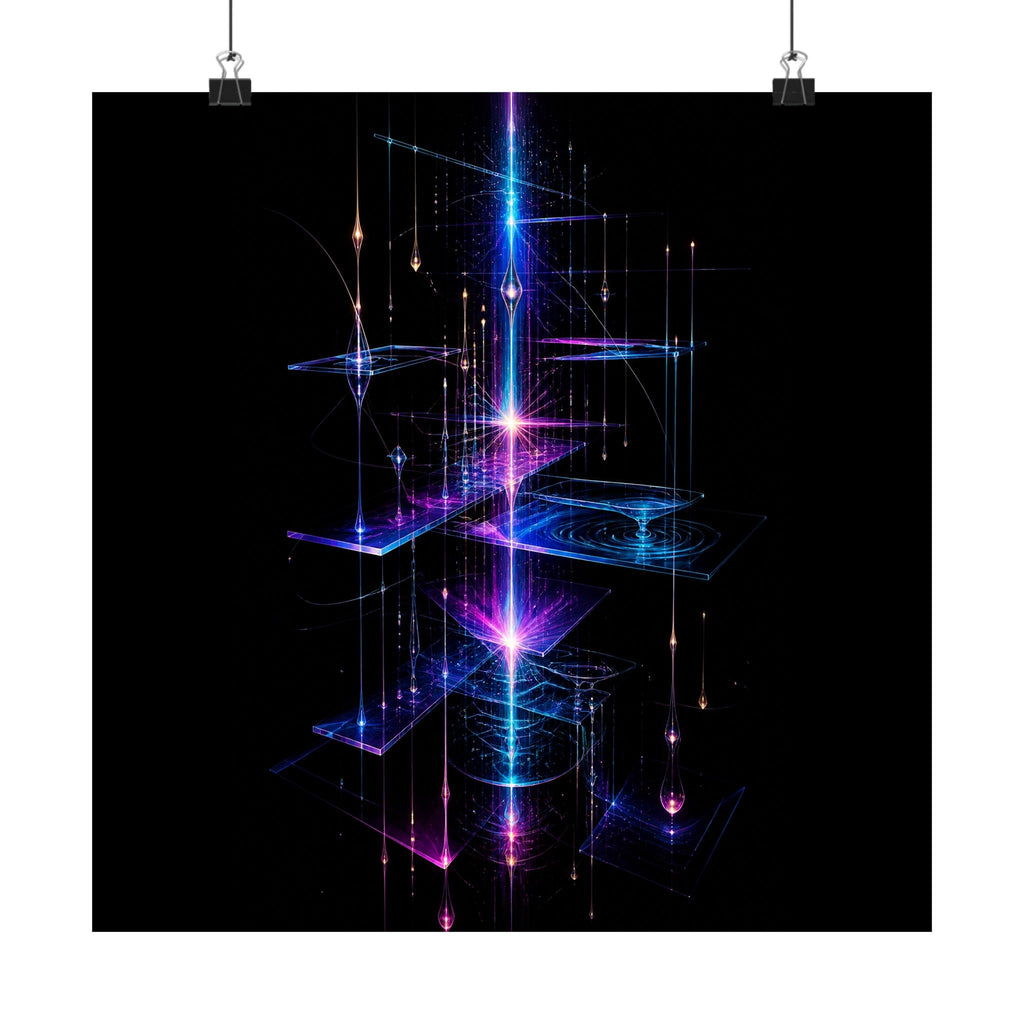 Glass Meridian Relay original KOSVYRE art print displayed with binder clips