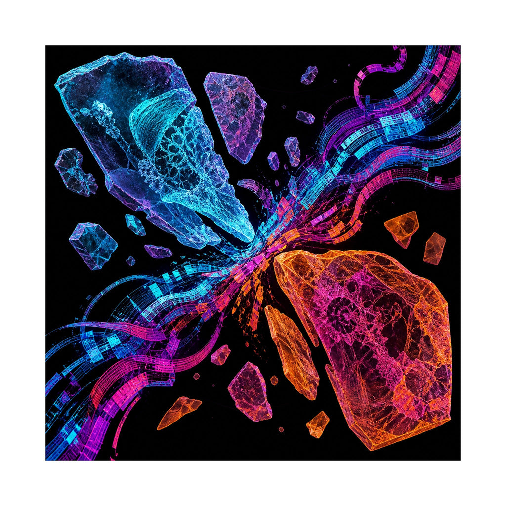 Hologram Fossil Exchange original KOSVYRE art print shown on a clean white display