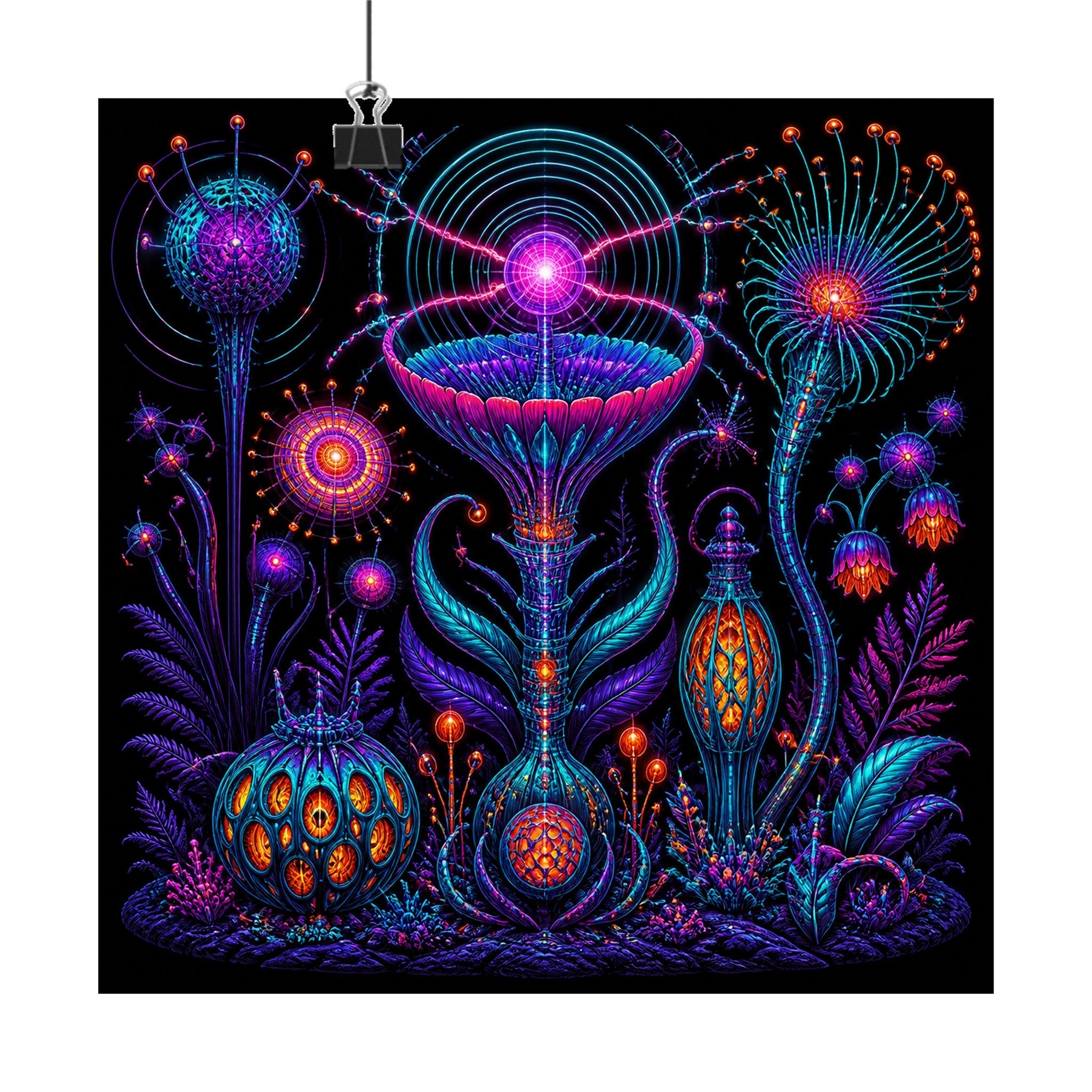 Impossible Radio Garden original KOSVYRE art print displayed with binder clips