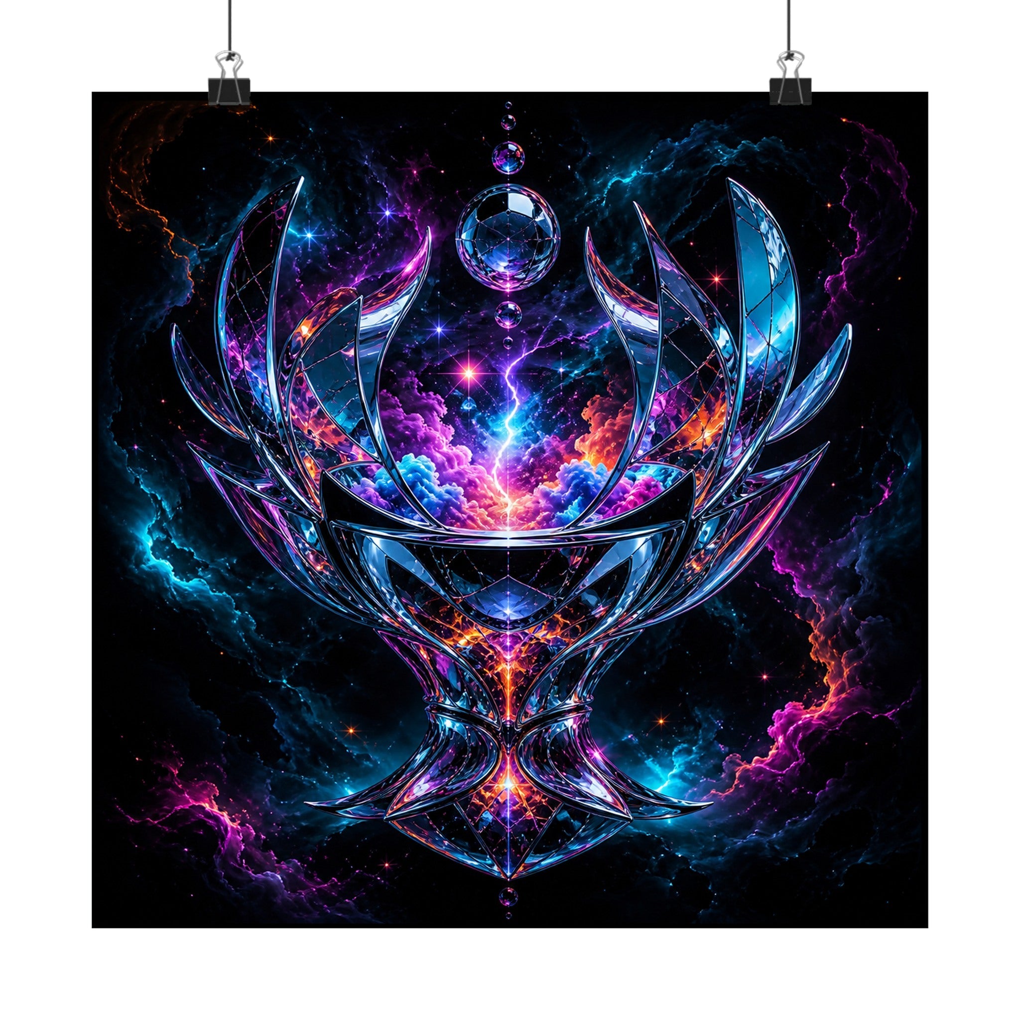 Mirrorstorm Vessel original KOSVYRE art print displayed with binder clips