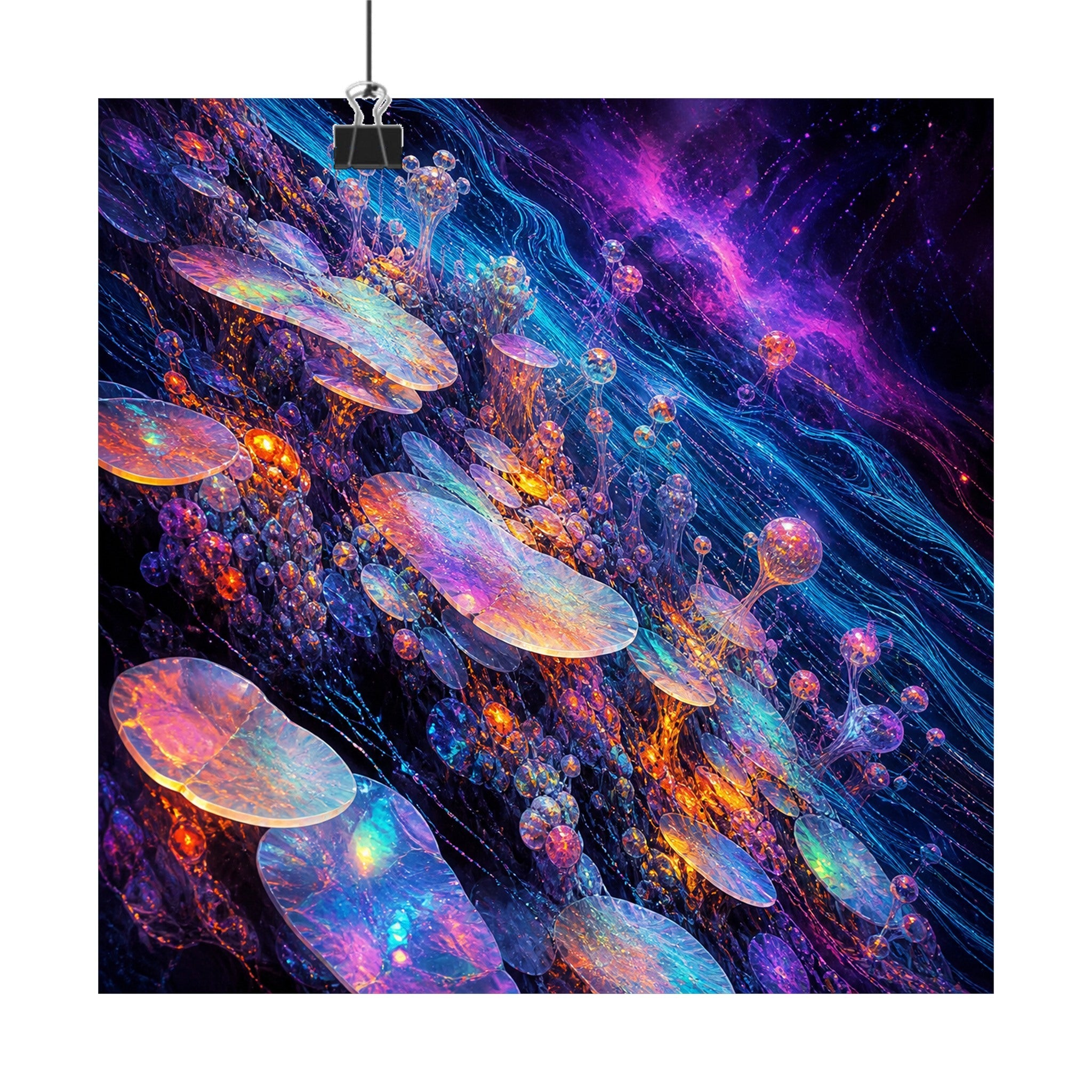 Opal Data Reef original KOSVYRE art print displayed with binder clips