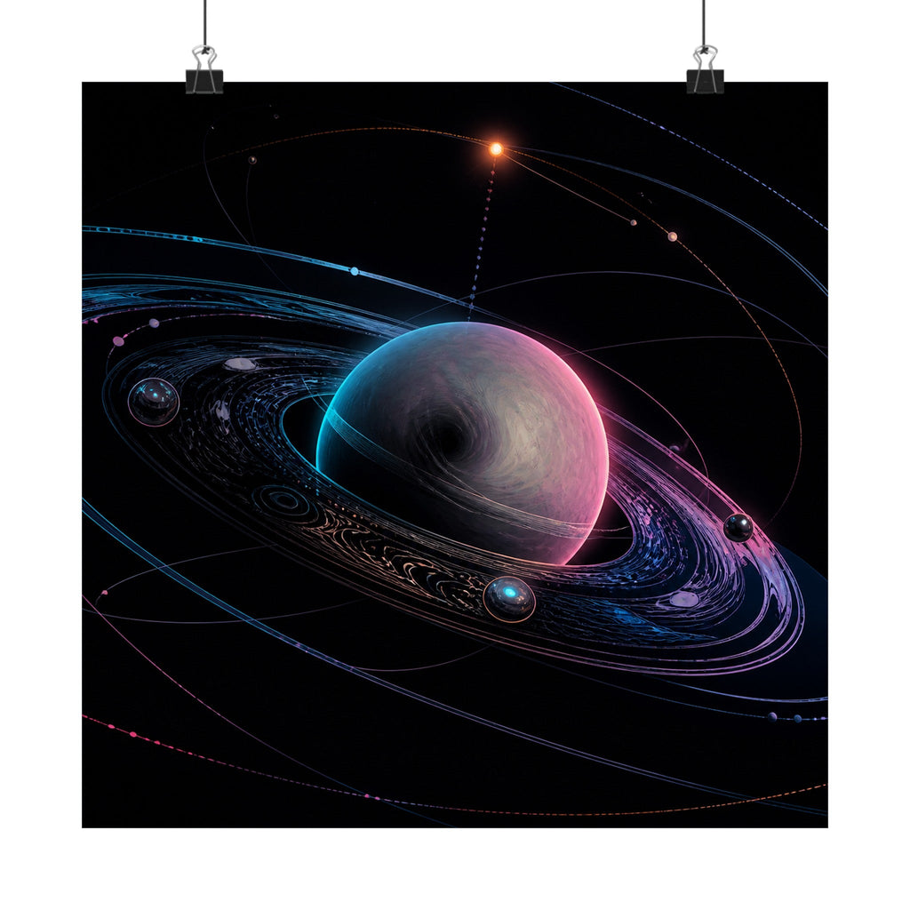 Orbit of the Unsaid original KOSVYRE art print displayed with binder clips