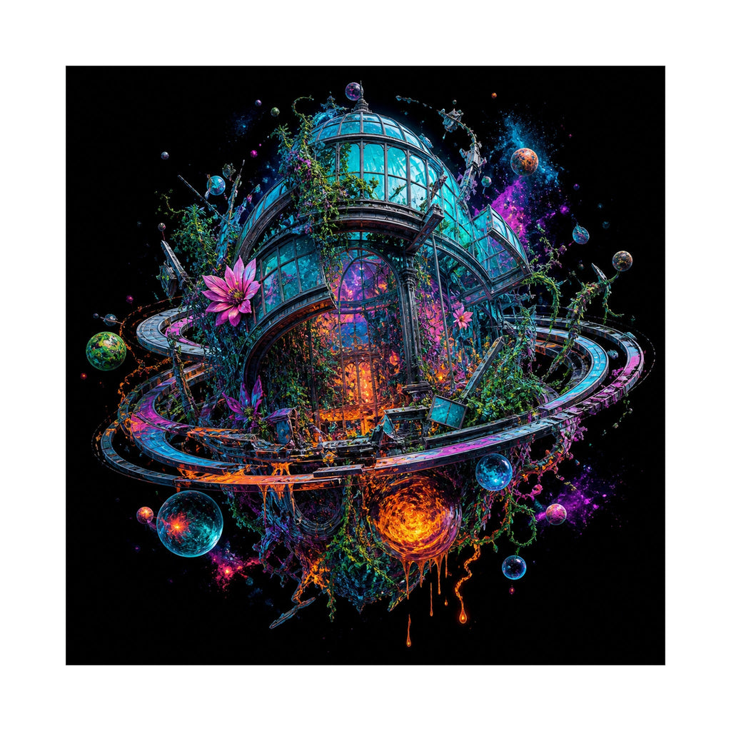 Orbital Hothouse Collapse original KOSVYRE art print shown on a clean white display