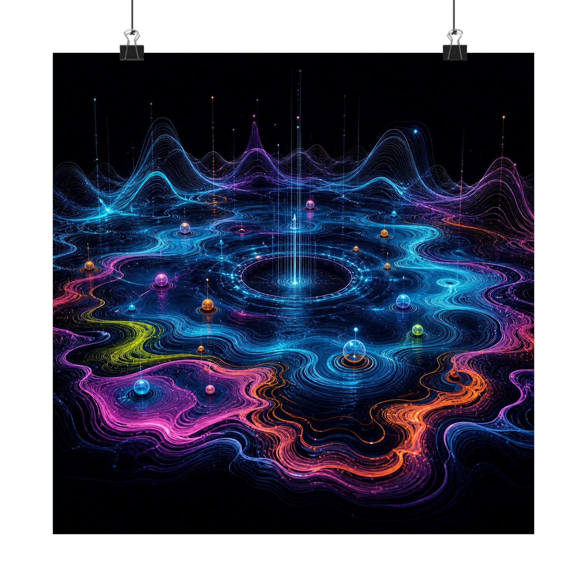 Pale Signal Reservoir original KOSVYRE art print displayed with binder clips