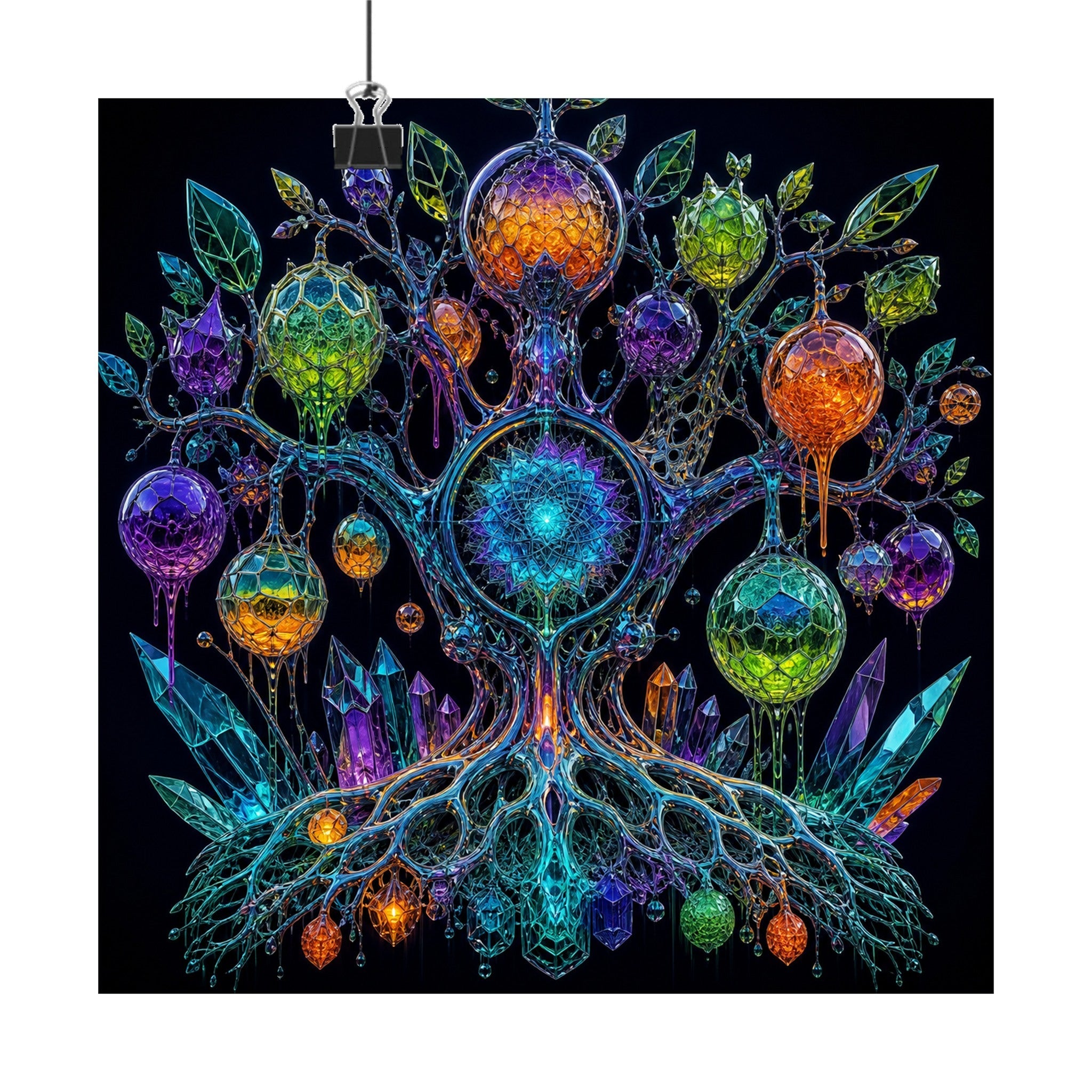 Prism Orchard original KOSVYRE art print displayed with binder clips