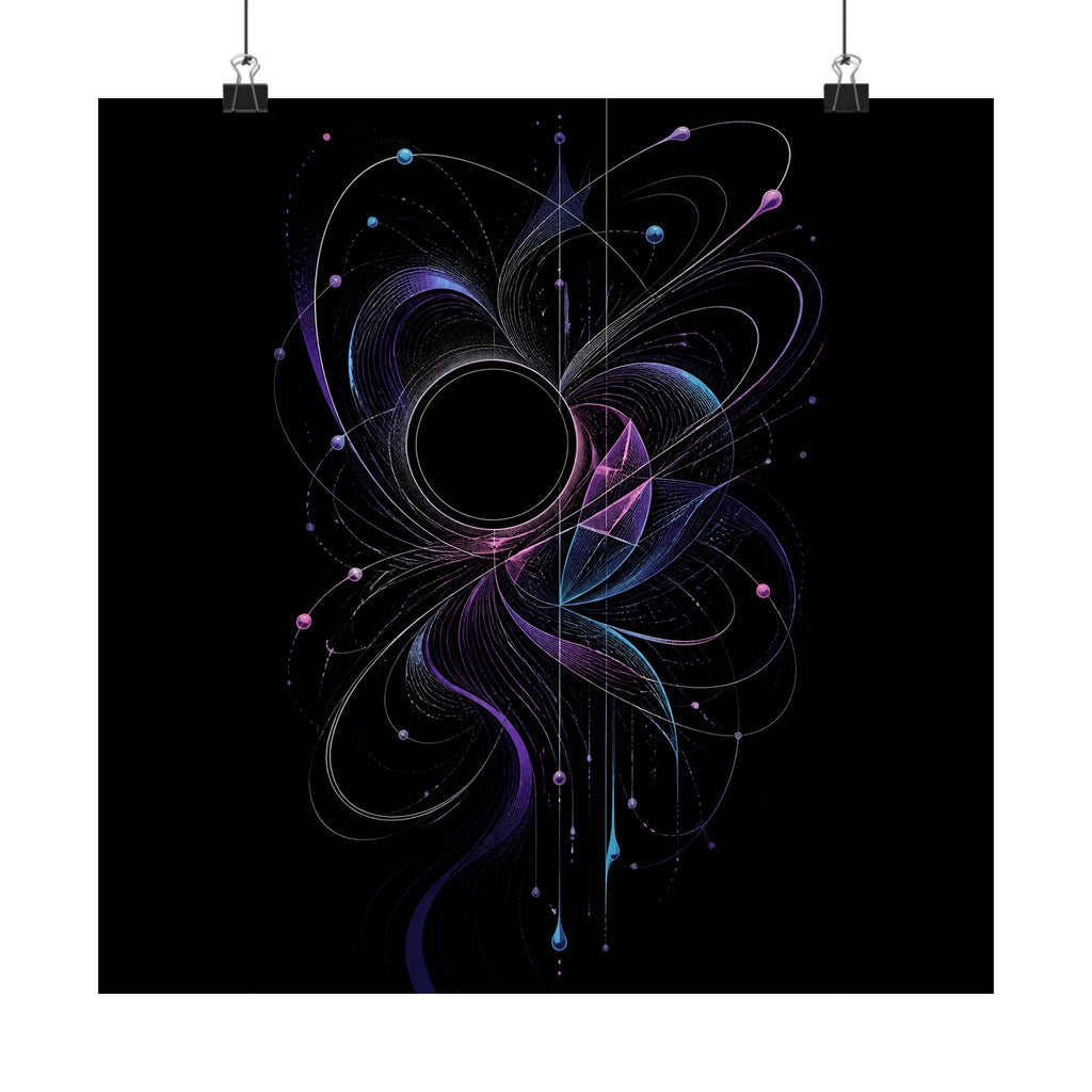 Quiet Orbit Bloom original KOSVYRE art print displayed with binder clips
