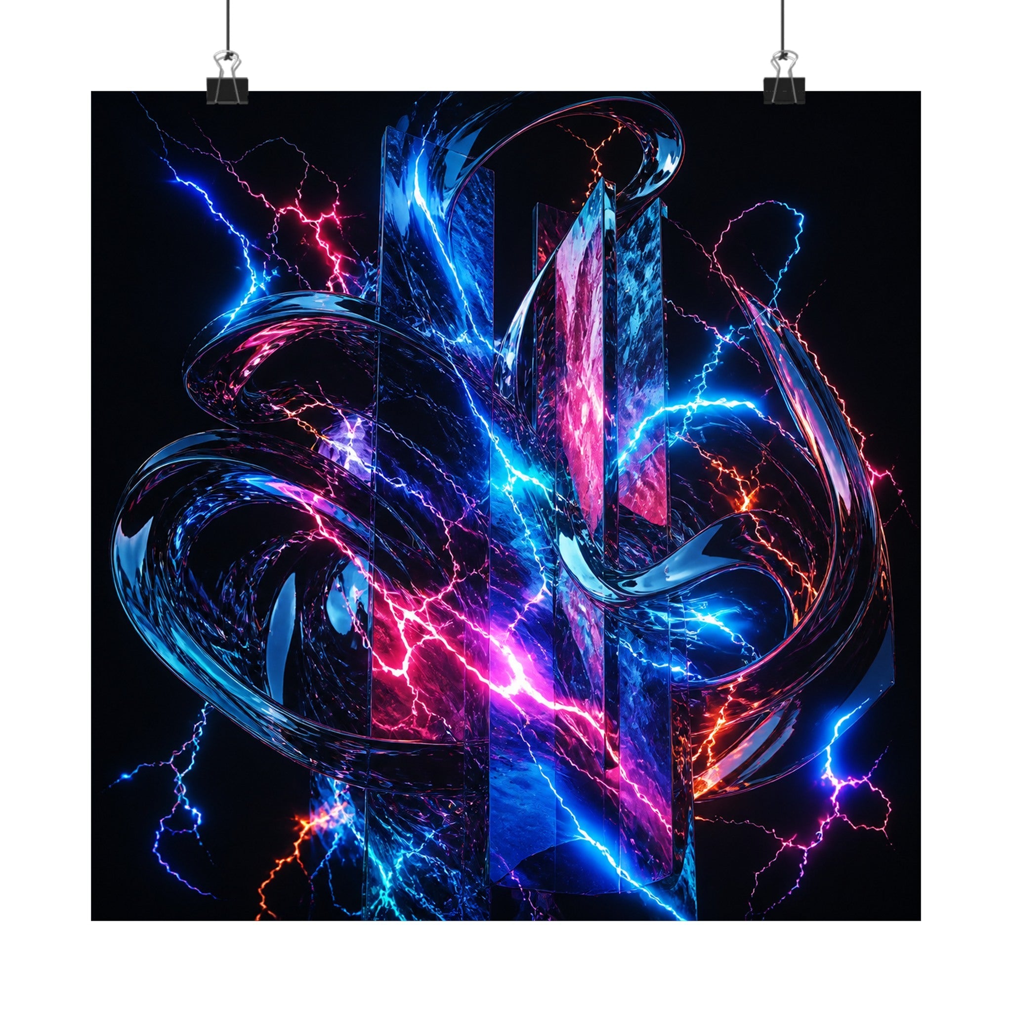 Quiet Voltage original KOSVYRE art print displayed with binder clips