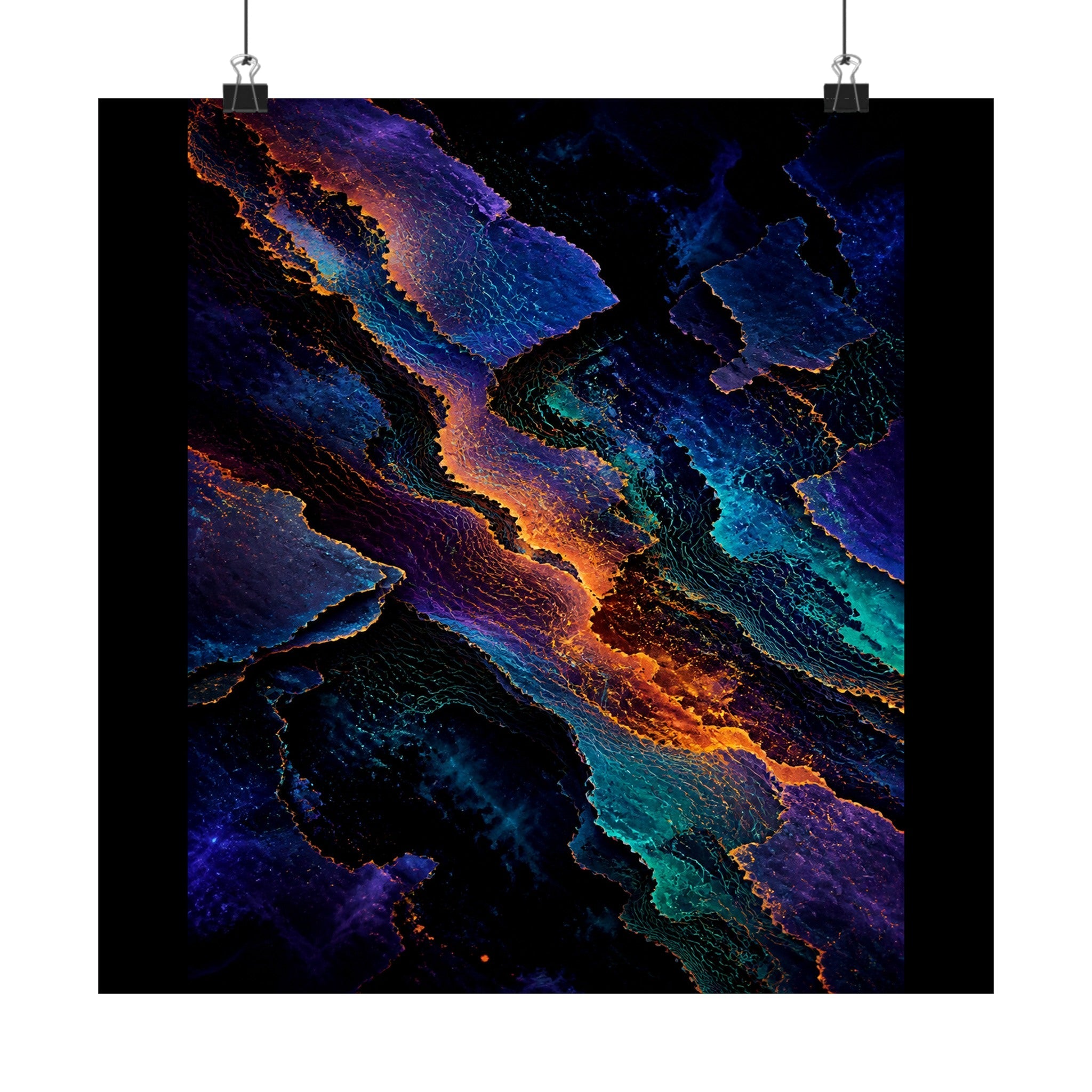 Radiant Cartographic Scar original KOSVYRE art print displayed with binder clips