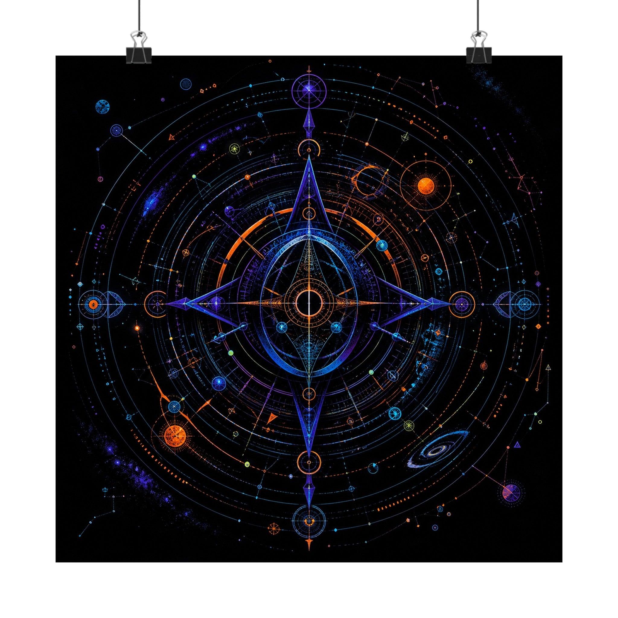 Spectral Cartography original KOSVYRE art print displayed with binder clips