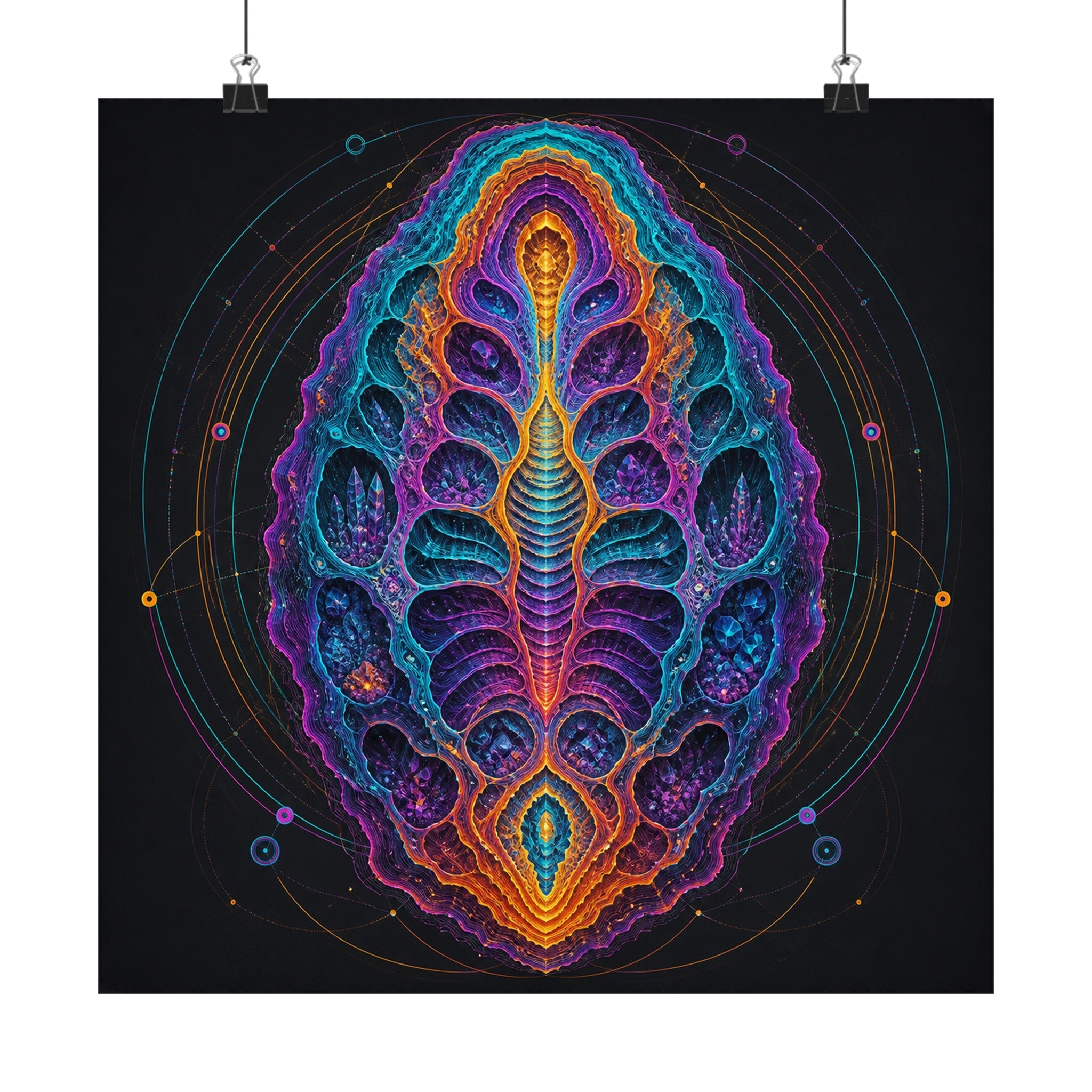 Thermochrome Fossil Atlas original KOSVYRE art print displayed with binder clips