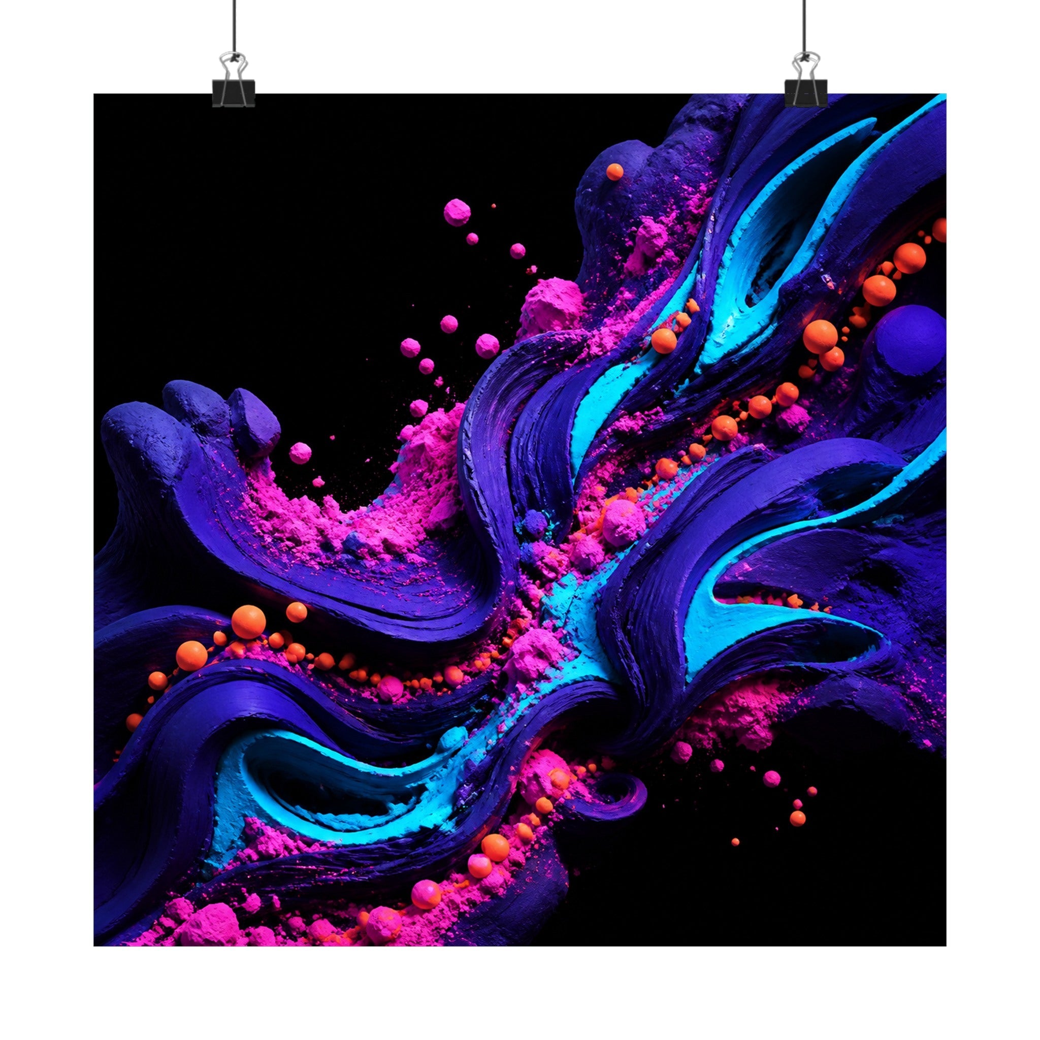 Ultraviolet Clay Signal original KOSVYRE art print displayed with binder clips